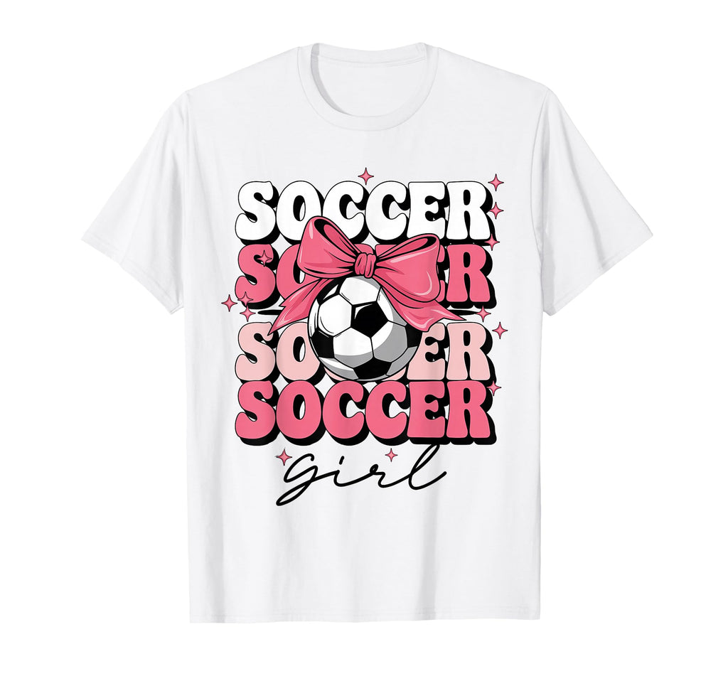 Groovy Soccer Coquette Bow Soccer T-Shirt - Unique Graphic Unisex - T-Shirt, Sweatshirt, Hoodie