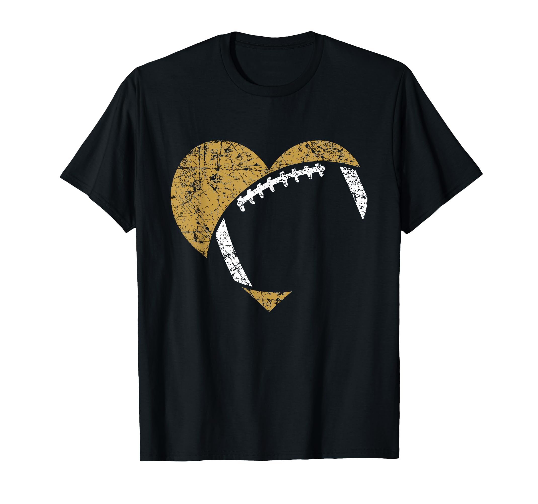 Football Heart Cutout Gold White Team T-Shirt - Fun Novelty Design Unisex - T-Shirt, Sweatshirt, Hoodie