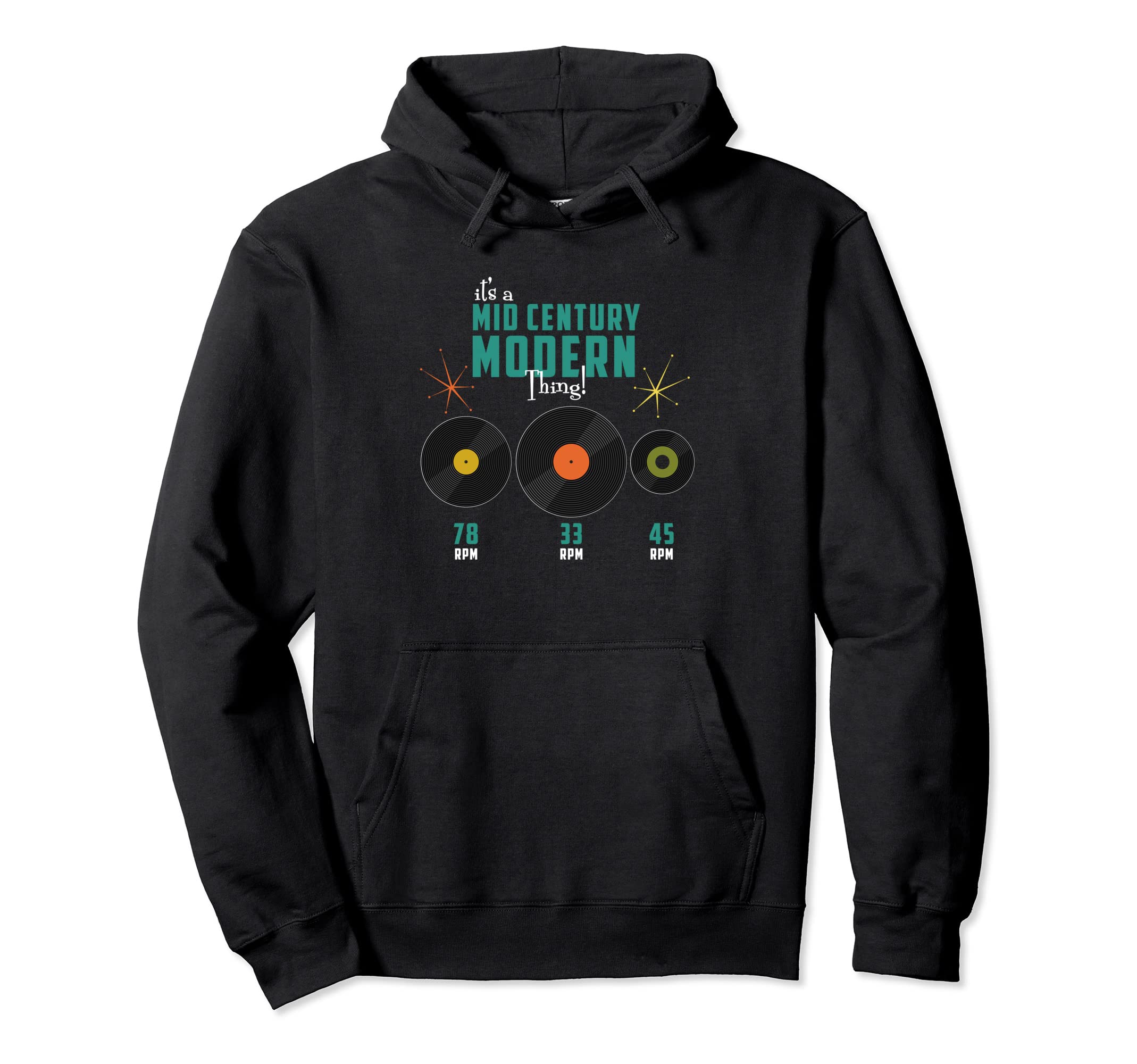 Mid Century Modern Vinyl Records 33 45 Hoodie - Custom Art Print Men Women - T-Shirt, Sweatshirt, Hoodie