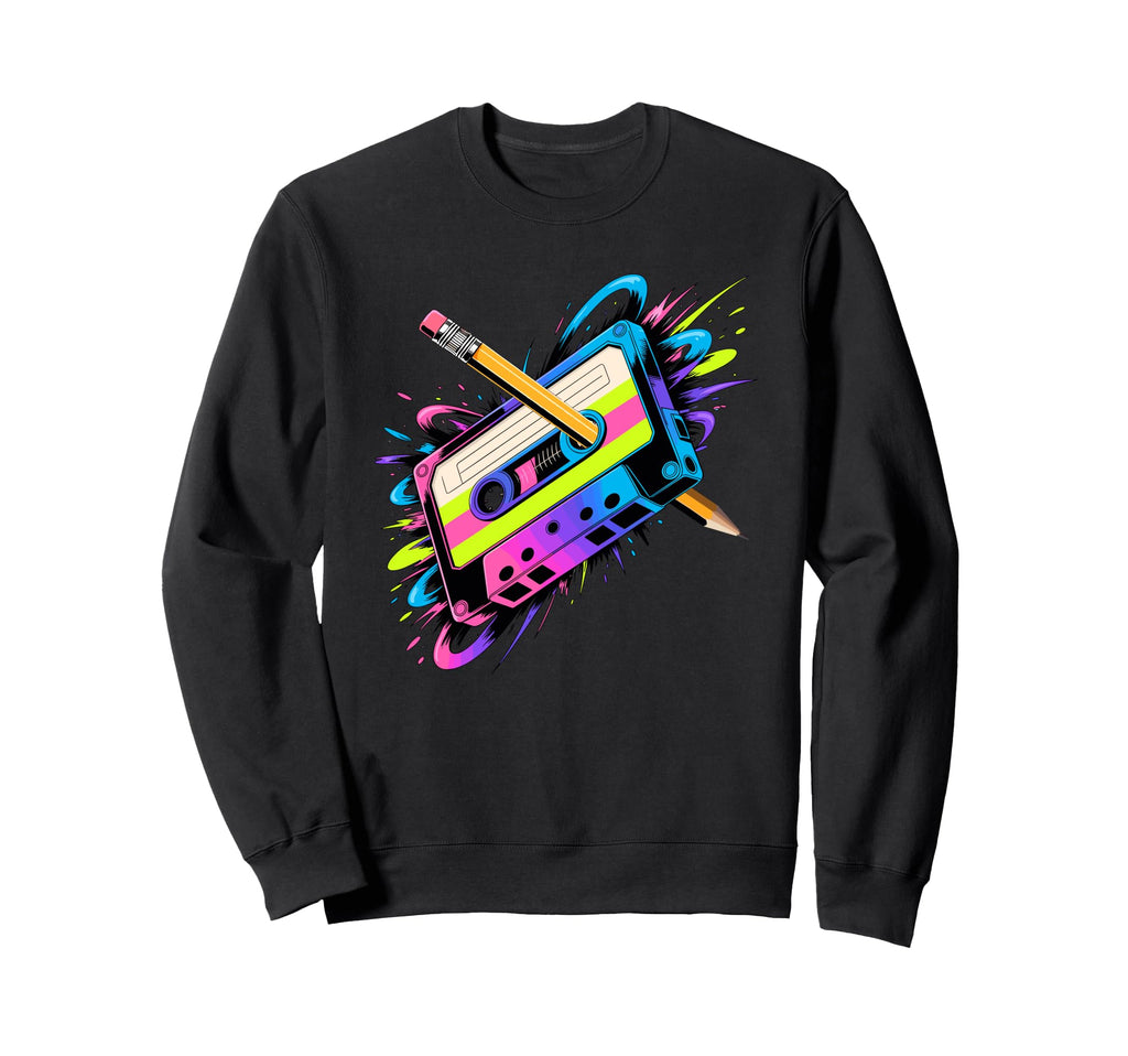 Splash Art Cassette Player Music Sweatshirt - Unique Graphic Men Women - T-Shirt, Sweatshirt, Hoodie