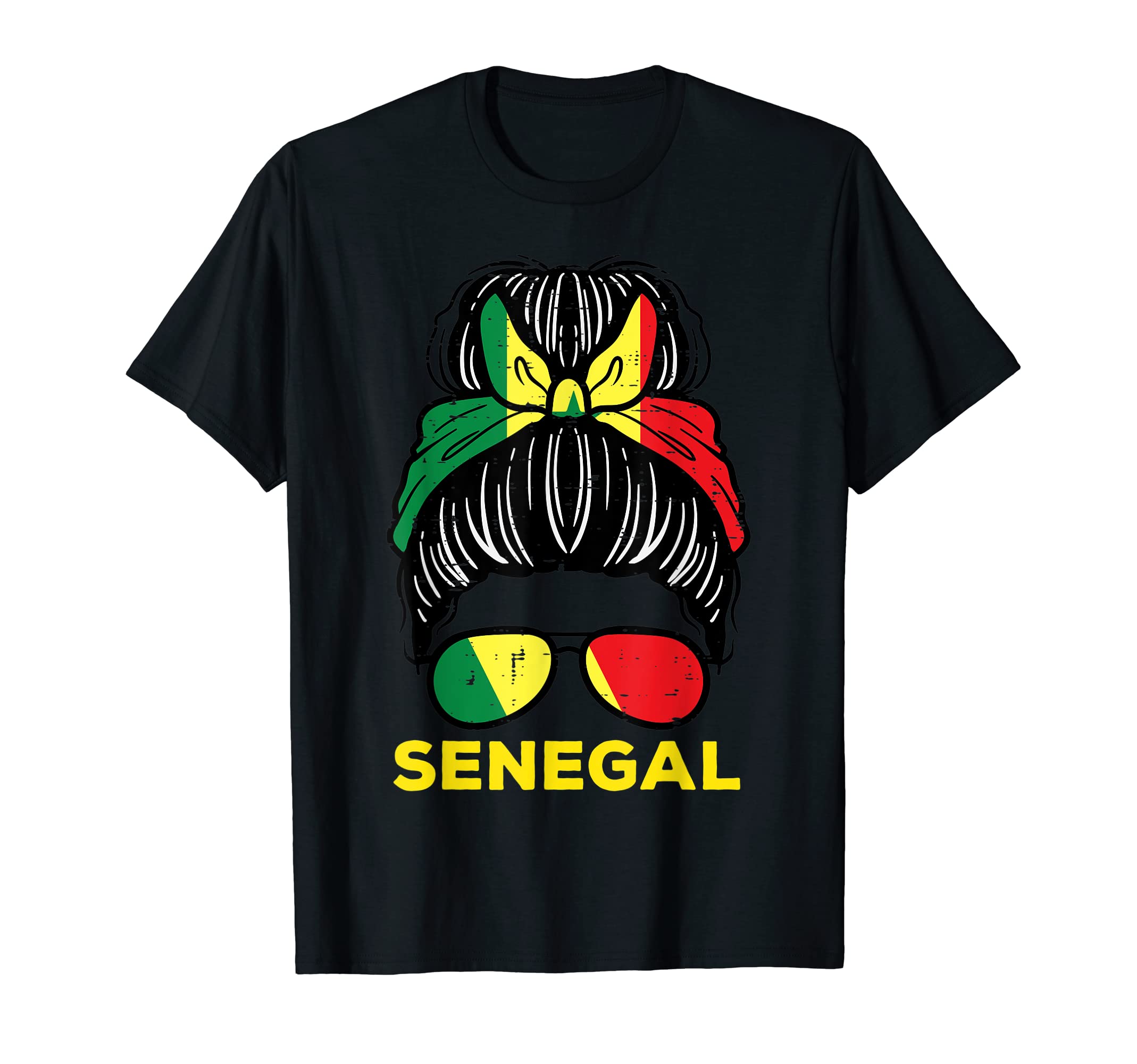 Senegal Flag Hairbun Football Soccer Fan T-Shirt - Aesthetic Graphic Unisex - T-Shirt, Sweatshirt, Hoodie