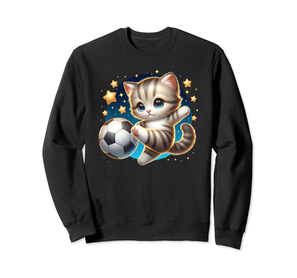 Soccer Player Cat Kitten Sweatshirt - Fun Novelty Design for Adults - T-Shirt, Sweatshirt, Hoodie