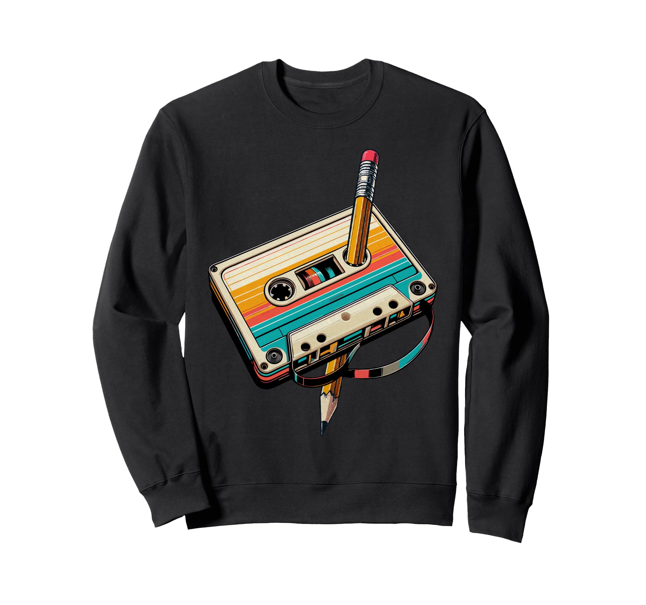 Pencil Rewind Cassette Tape Nostalgia Sweatshirt - Custom Art Print Unisex - T-Shirt, Sweatshirt, Hoodie