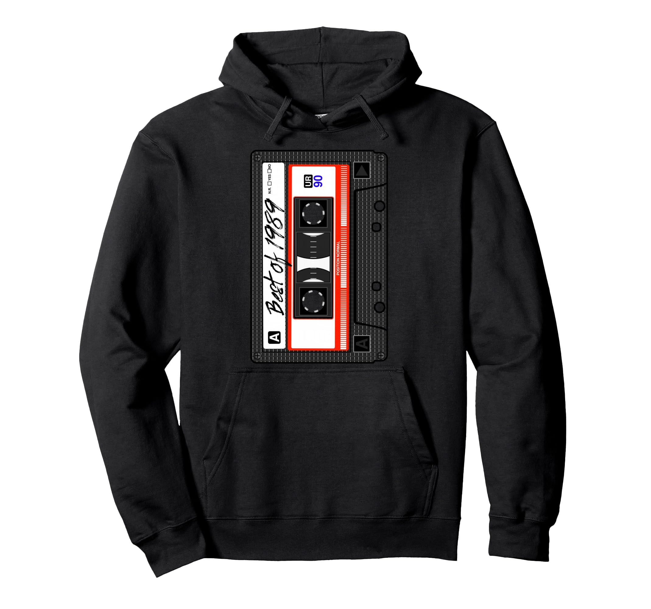 Tape Best 1989 Cassette Music Mix Hoodie - Novelty Apparel for Adults - T-Shirt, Sweatshirt, Hoodie