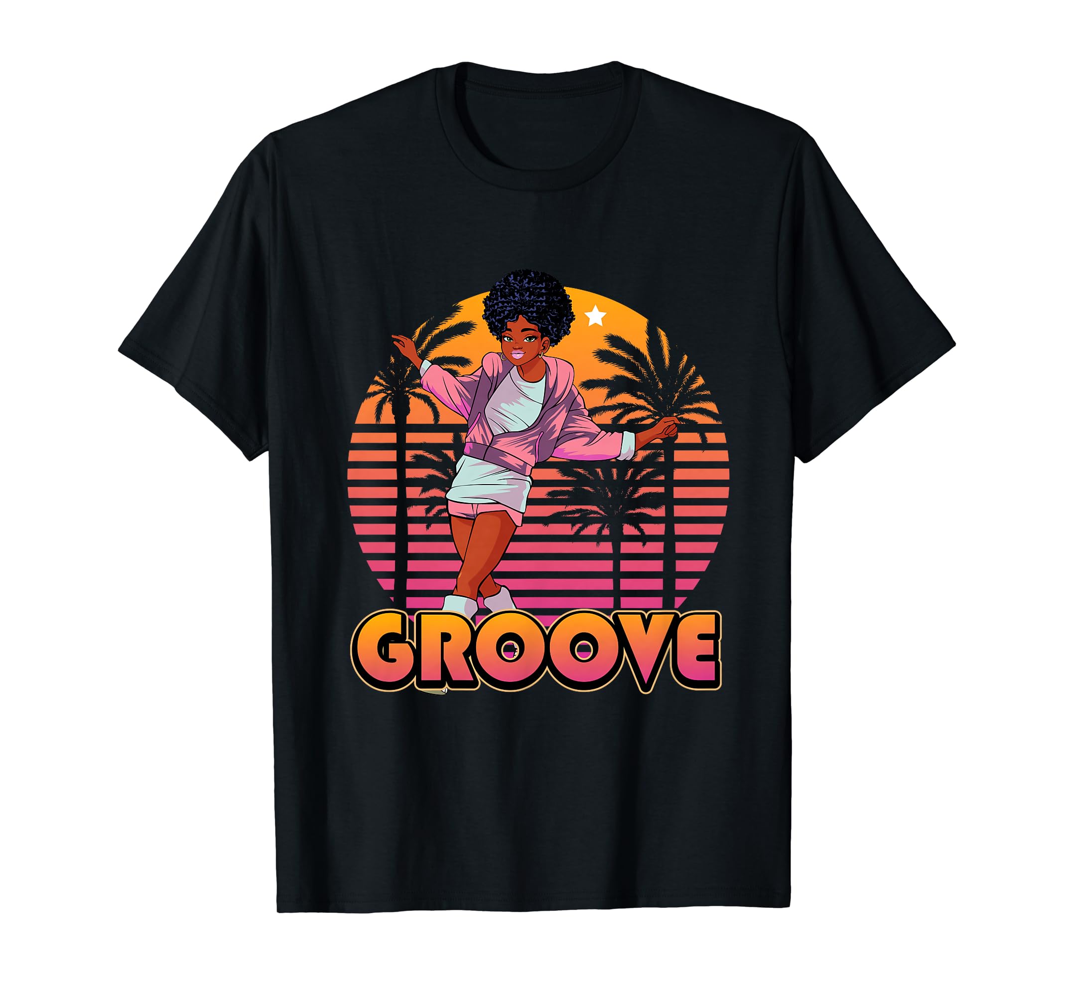 Afro Groove Roller Skate 80S 70S Disco T-Shirt - Novelty Apparel Unisex - T-Shirt, Sweatshirt, Hoodie
