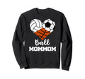 Ball Mommom Heart Funny Volleyball Sweatshirt - Unique Graphic Men Women - T-Shirt, Sweatshirt, Hoodie