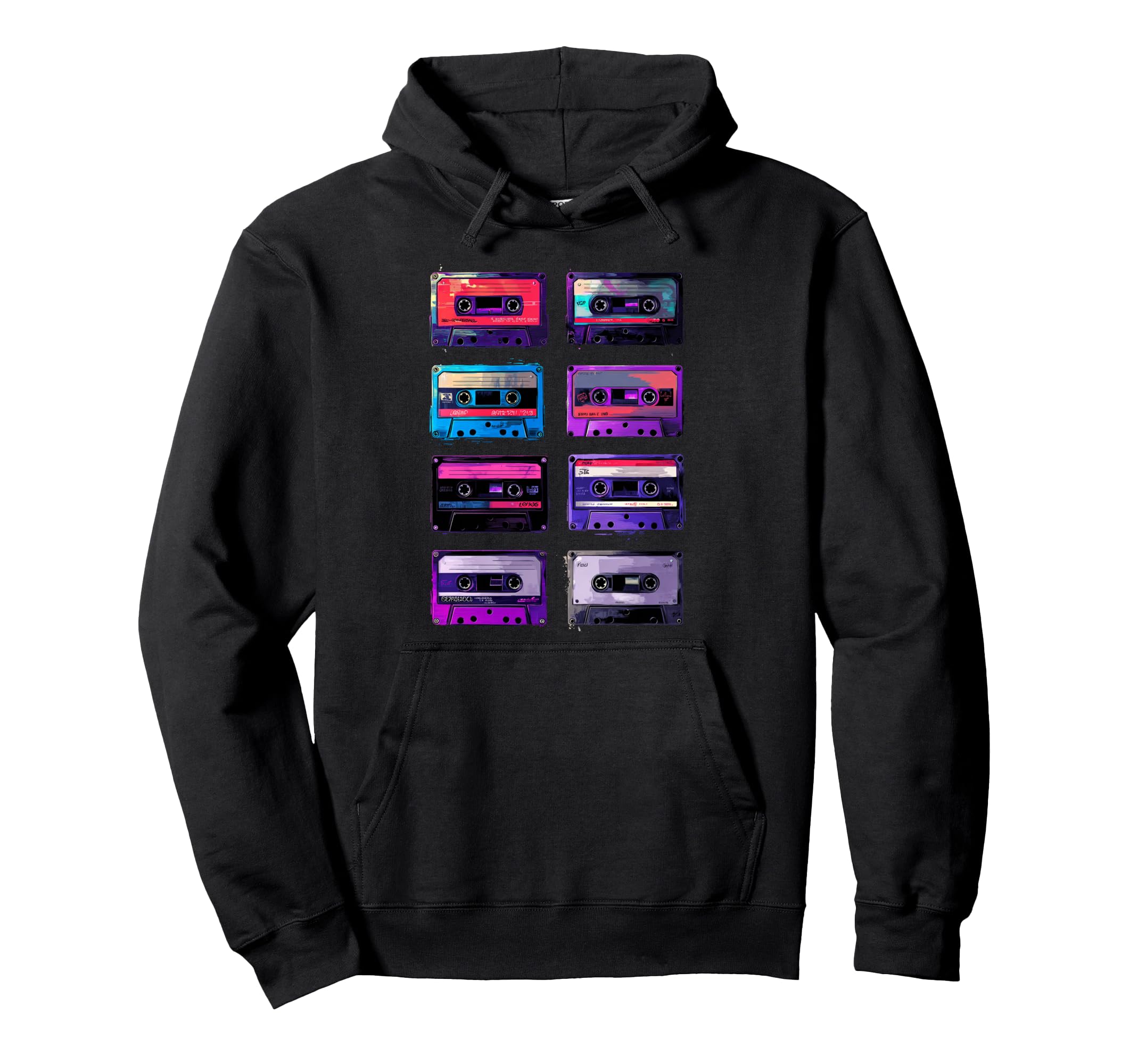 Cassette Music Tapes Grid 80S 90S Hoodie - Unique Graphic Unisex - T-Shirt, Sweatshirt, Hoodie