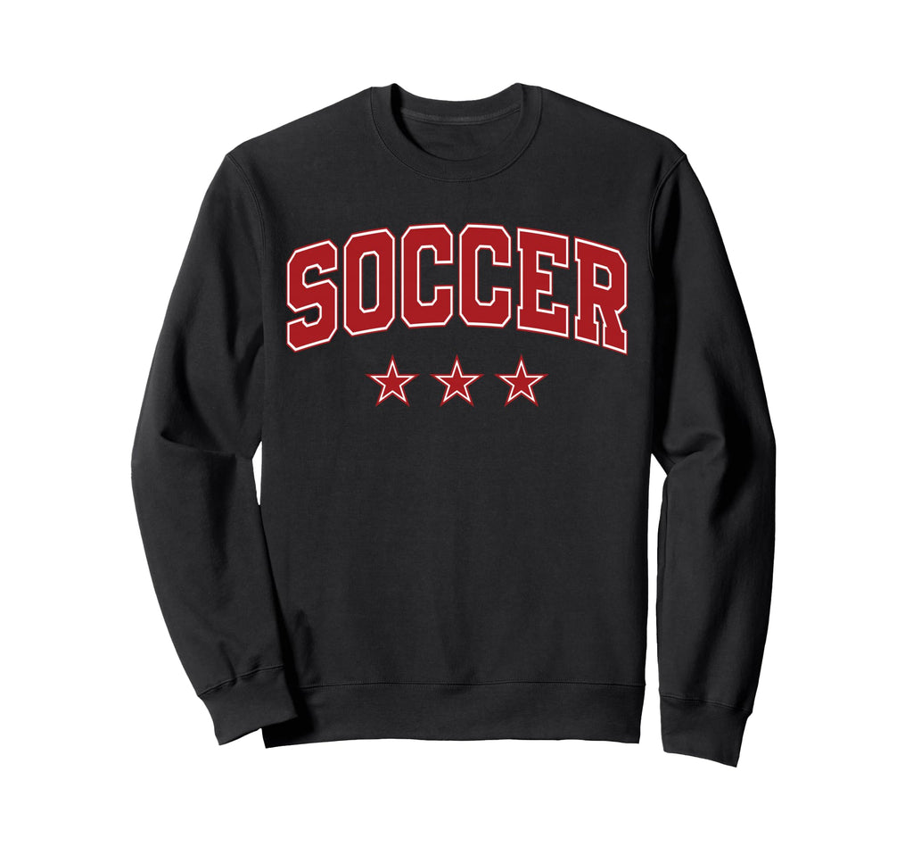 Soccer All Red Stars Text Sweatshirt - Aesthetic Graphic Men Women - T-Shirt, Sweatshirt, Hoodie