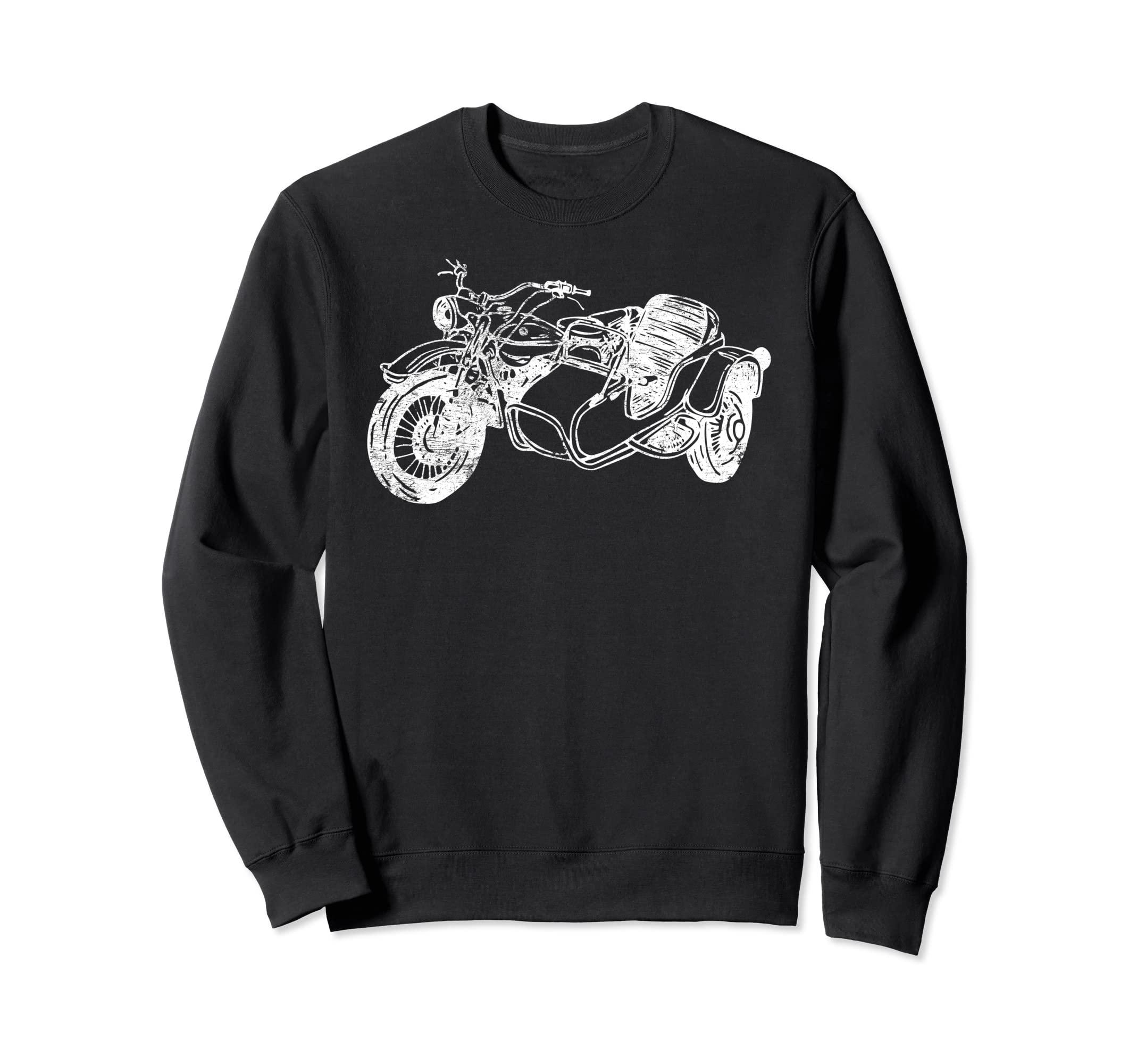 Distressed Sidecar Motorcycle Sweatshirt - Minimalist Print Men Women - T-Shirt, Sweatshirt, Hoodie