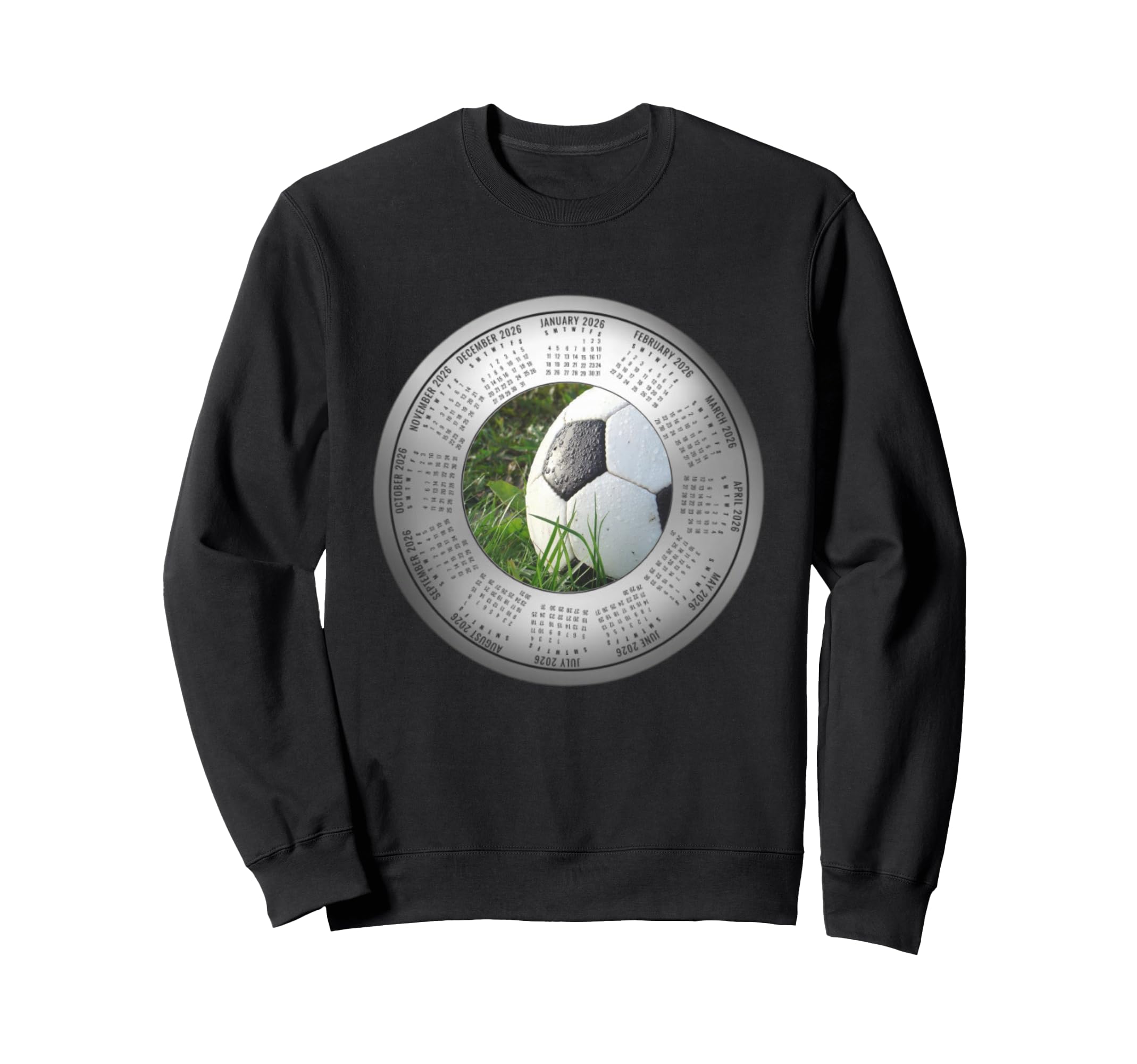 2026 Calendar Soccer Ball Sweatshirt - Aesthetic Graphic for Adults - T-Shirt, Sweatshirt, Hoodie