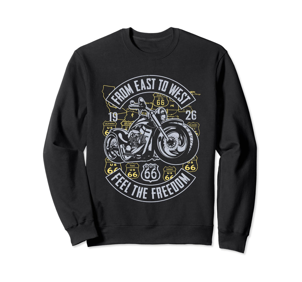 Route 66 From East To West Biker Sweatshirt - Streetwear Style Unisex - T-Shirt, Sweatshirt, Hoodie