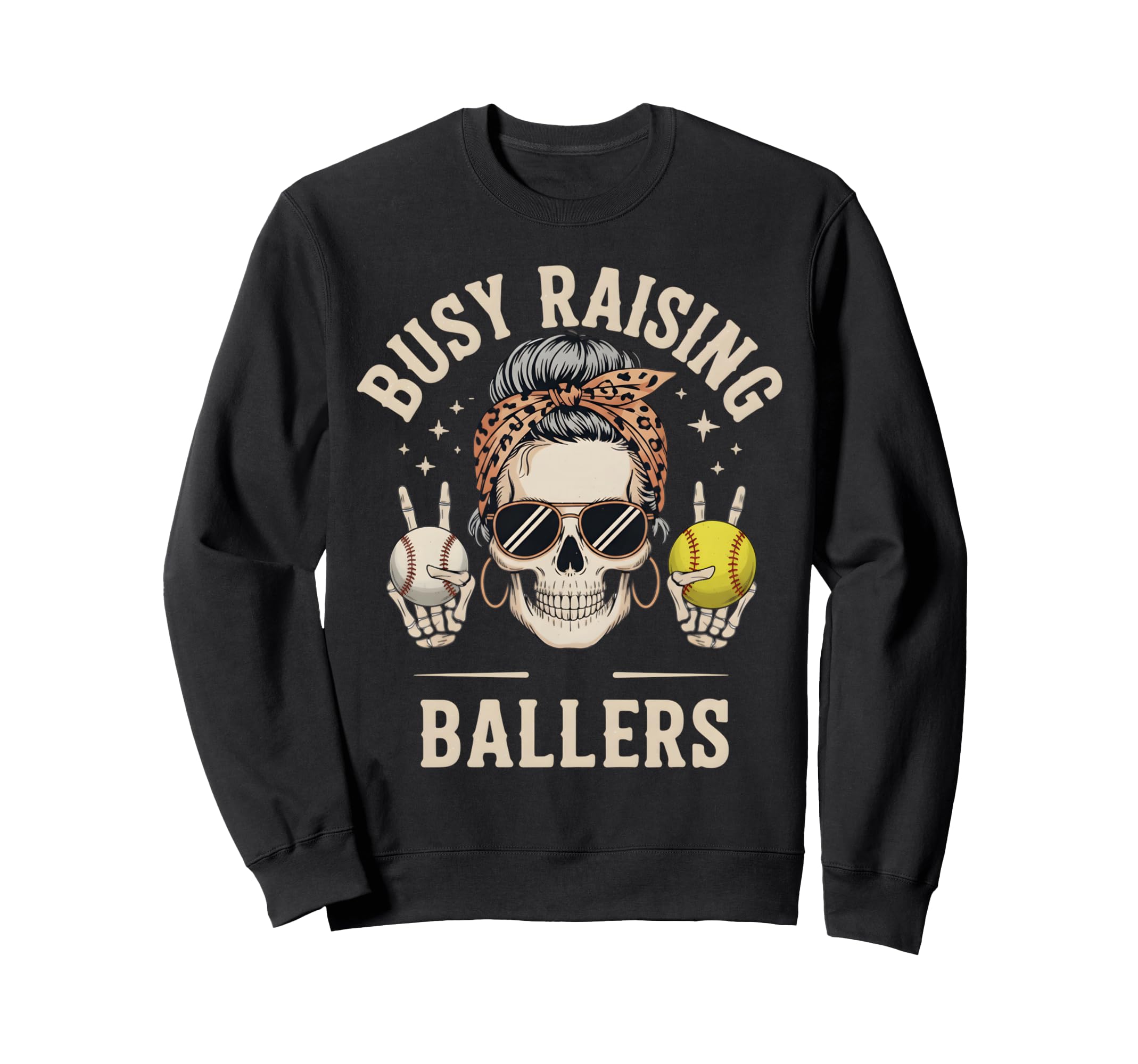Skeleton Messy Bun Mom Raising Sweatshirt - Trendy Graphic Men Women - T-Shirt, Sweatshirt, Hoodie