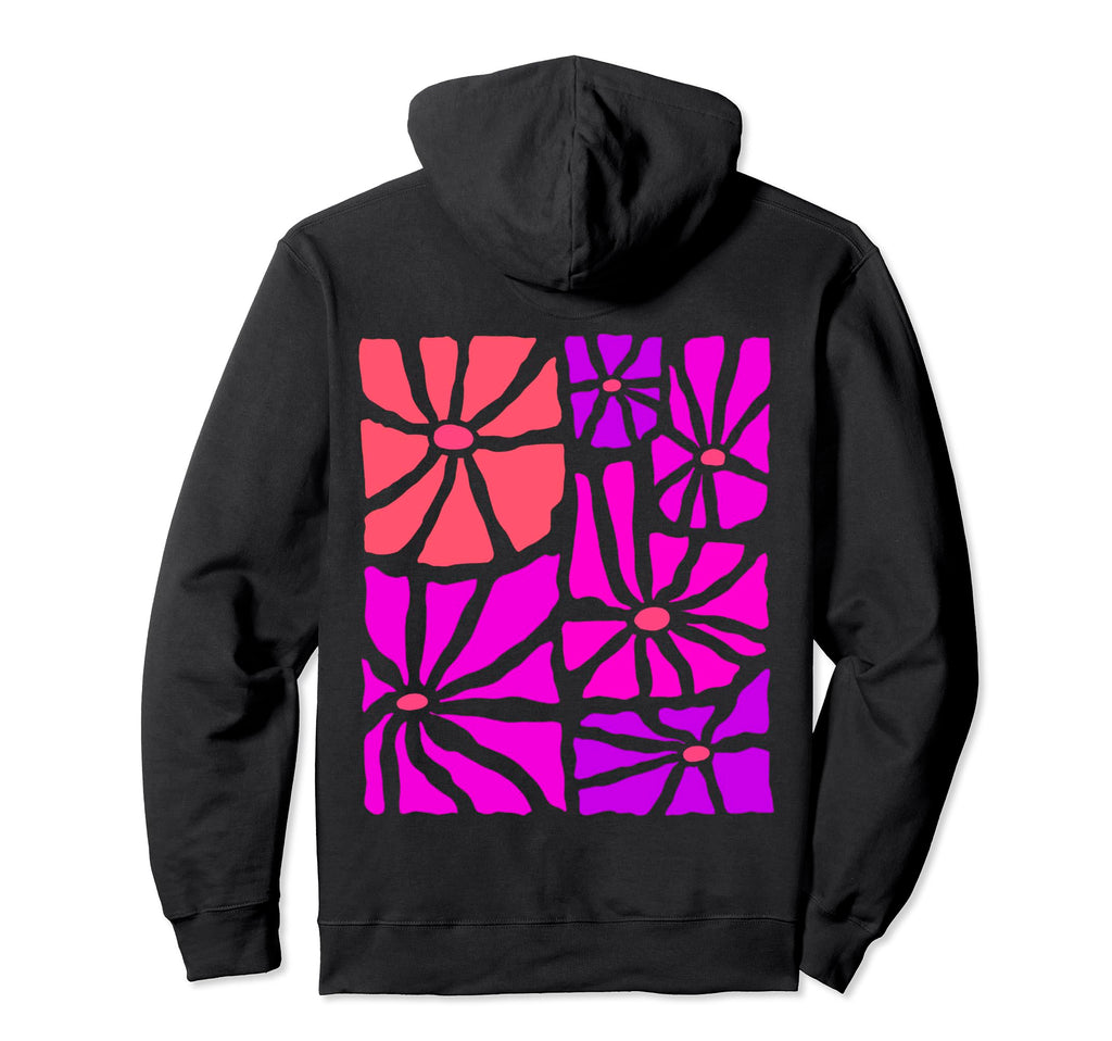Boho Flower Purple Daisy Floral Hoodie - Minimalist Print Unisex - T-Shirt, Sweatshirt, Hoodie