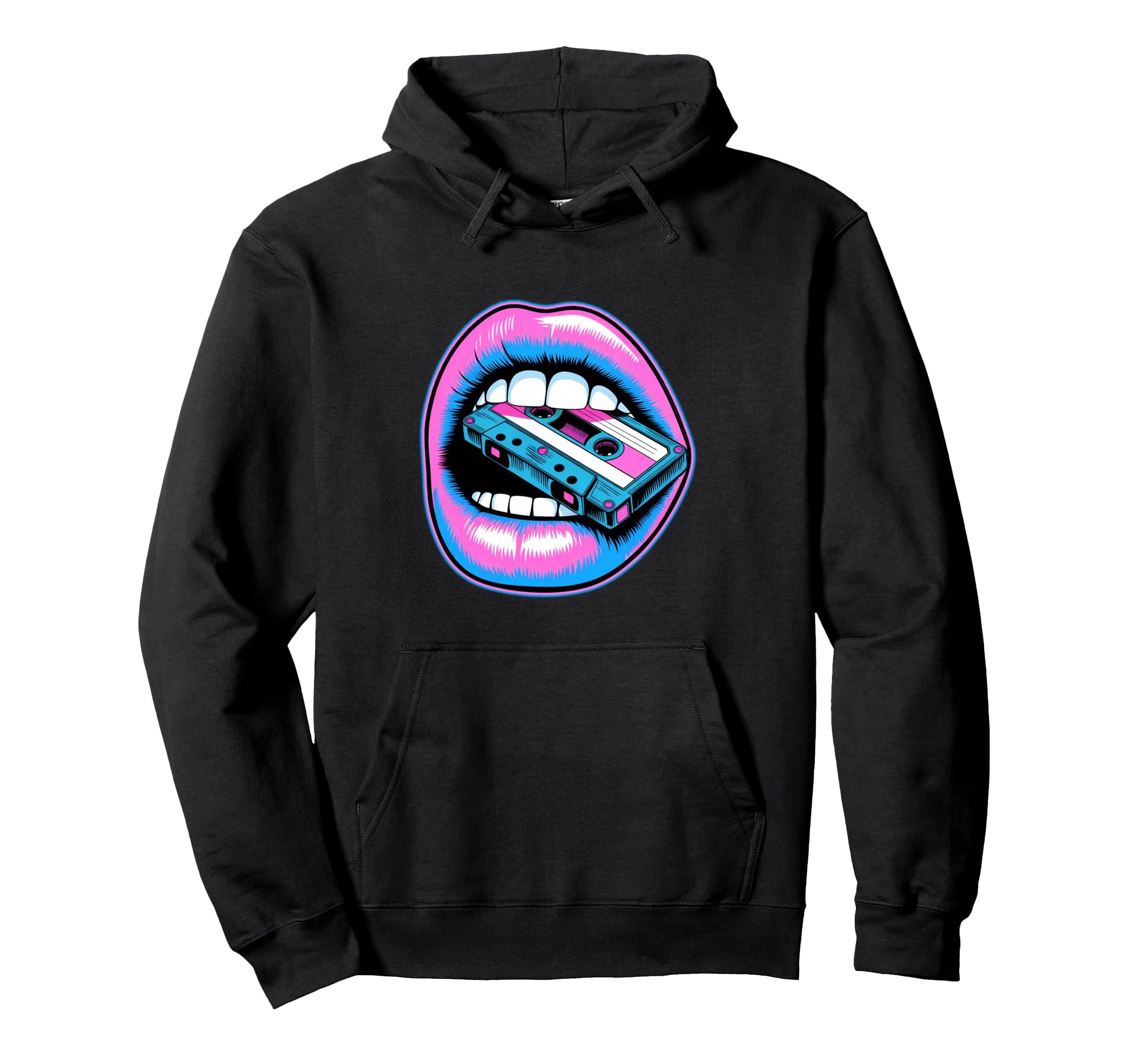 Nostalgic 80S Vibes Vibrant Lips And Hoodie - Trendy Graphic Unisex - T-Shirt, Sweatshirt, Hoodie