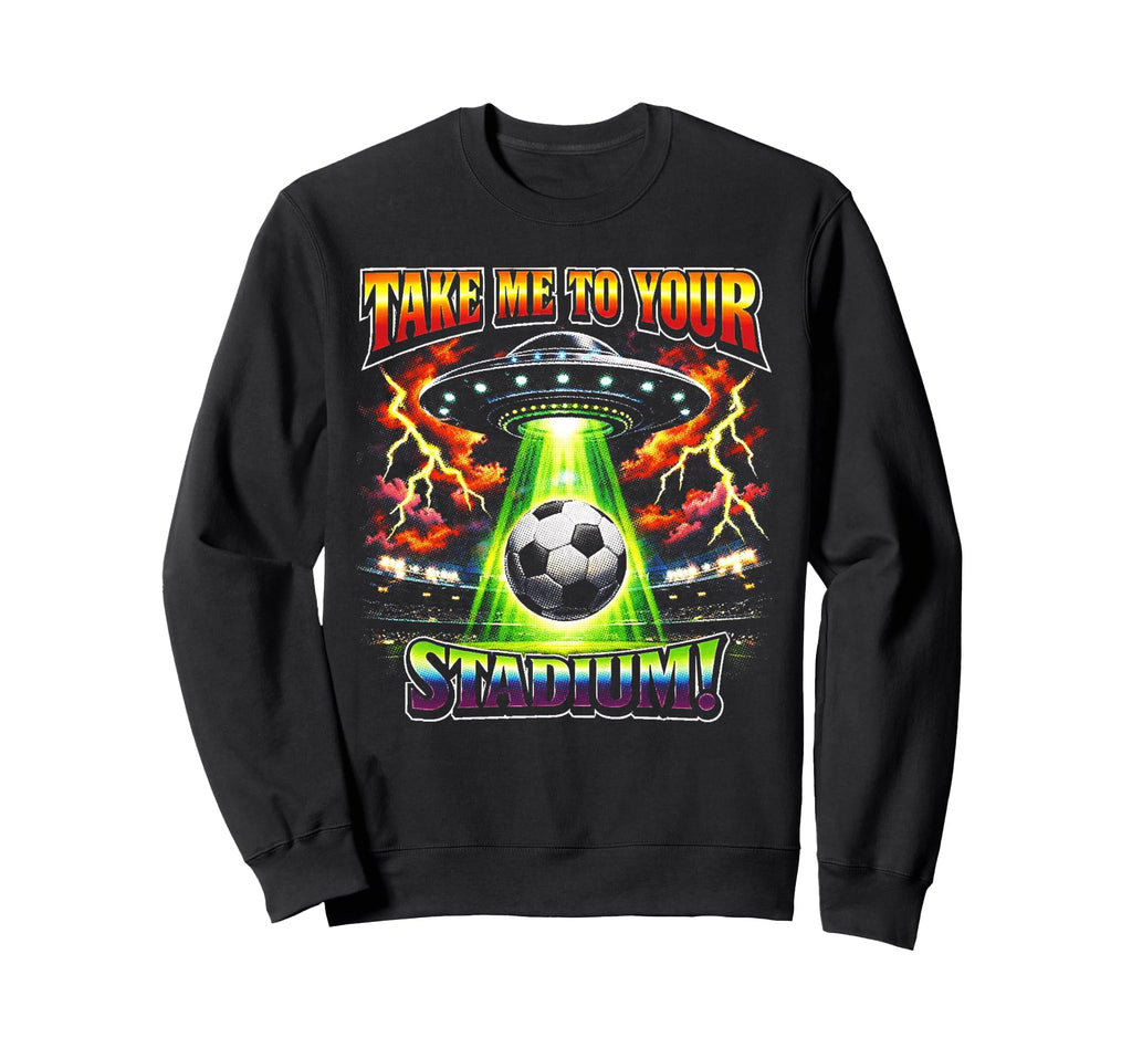90S Soccer Alien Ufo Funny Soccer Sweatshirt - Graphic Print Men Women - T-Shirt, Sweatshirt, Hoodie