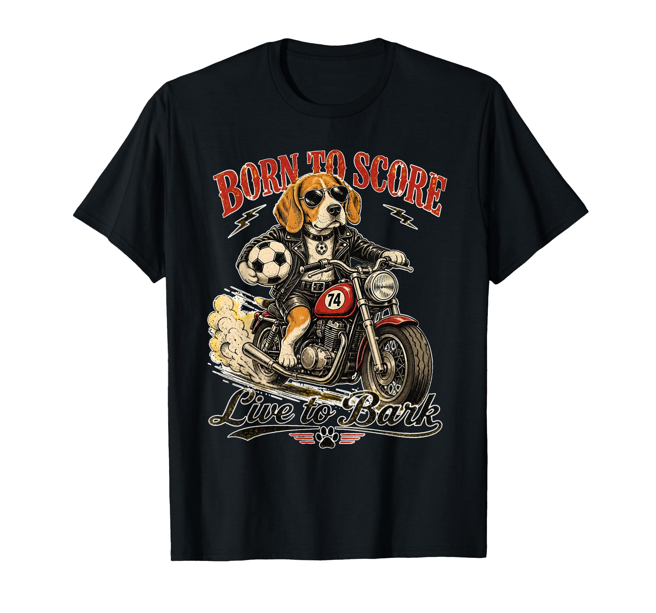 Beagle Motorbike Love Footbal Soccer T-Shirt - Graphic Print Men Women - T-Shirt, Sweatshirt, Hoodie
