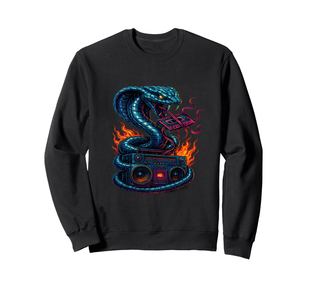 Music Snake And Boombox Cassette Sweatshirt - Streetwear Style for Adults - T-Shirt, Sweatshirt, Hoodie
