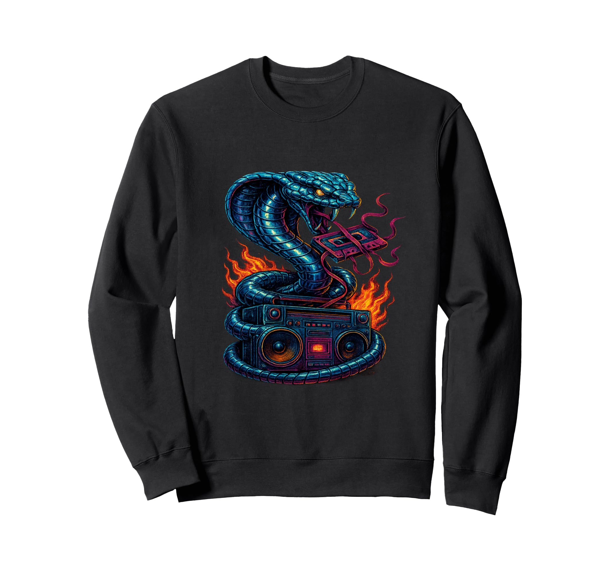 Music Snake And Boombox Cassette Sweatshirt - Streetwear Style for Adults - T-Shirt, Sweatshirt, Hoodie