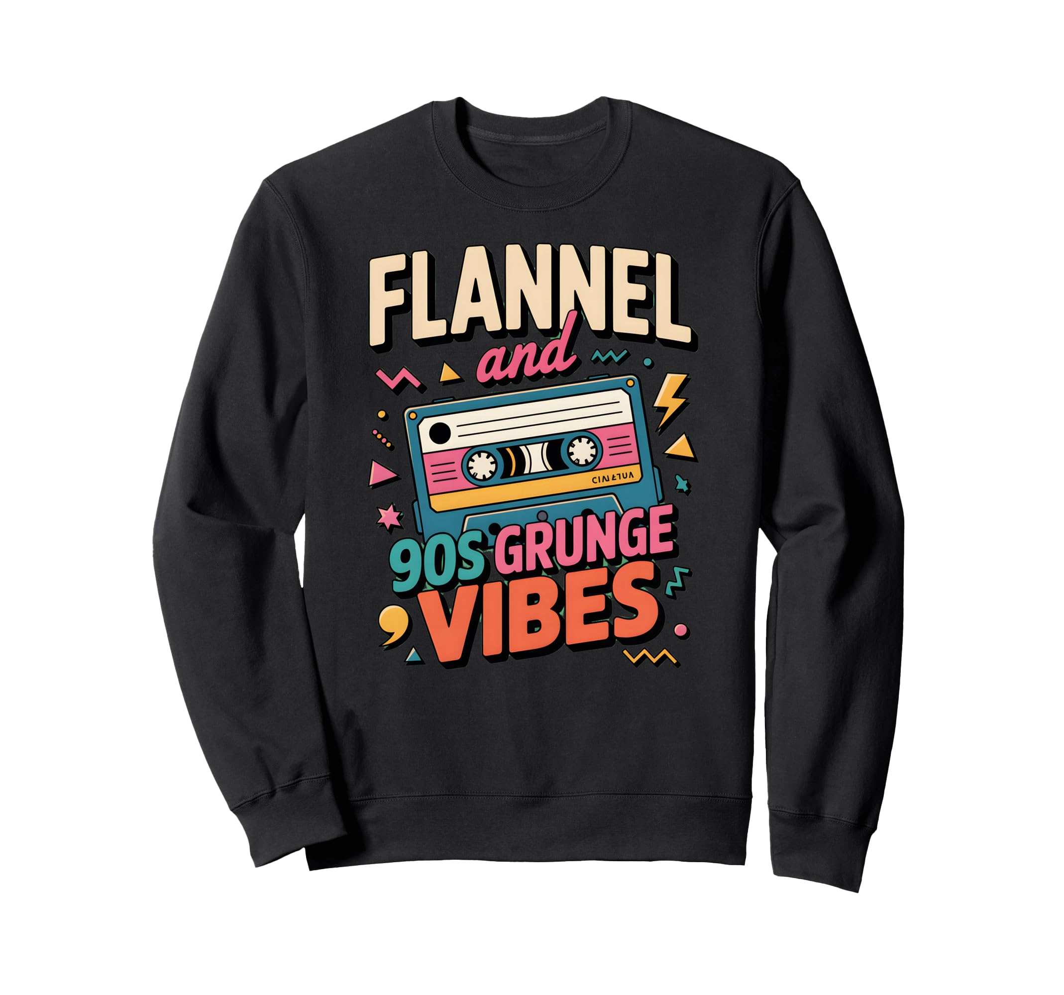 Flannel 90S Grunge Vibes Cassette Sweatshirt - Casual Everyday Wear Unisex - T-Shirt, Sweatshirt, Hoodie