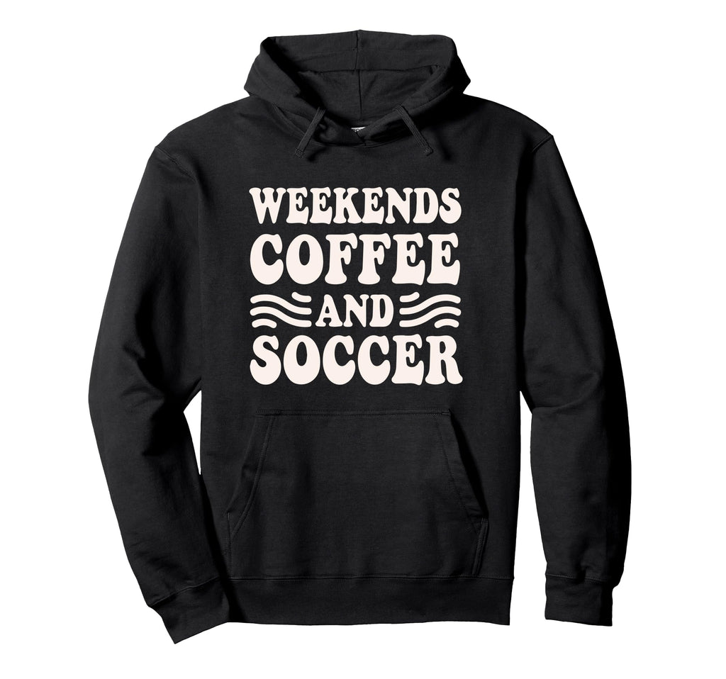 Weekends Coffee And Soccer Groovy Mom Hoodie - Aesthetic Graphic Unisex - T-Shirt, Sweatshirt, Hoodie