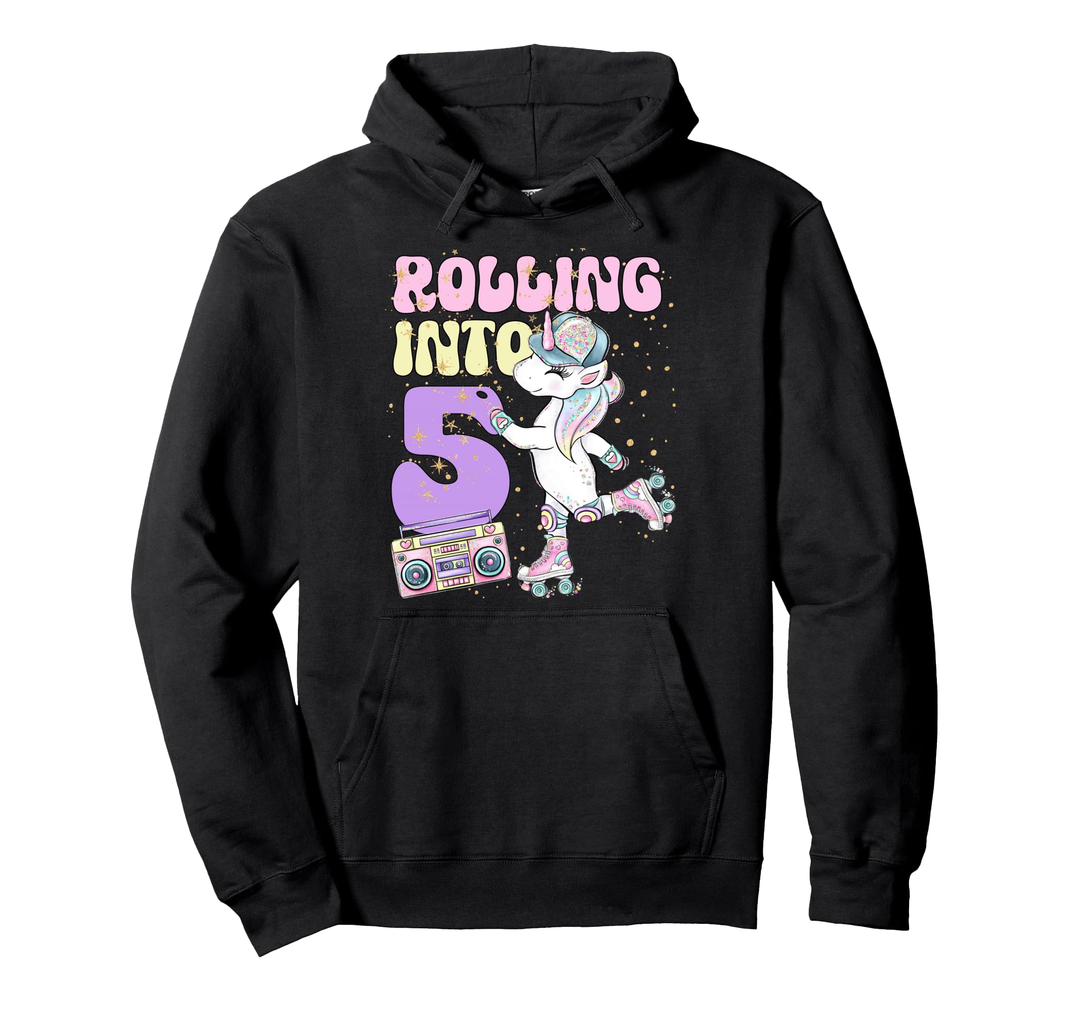 5Th Birthday Roller Skate Party Unicorn 90S Hoodie - Graphic Print Unisex - T-Shirt, Sweatshirt, Hoodie