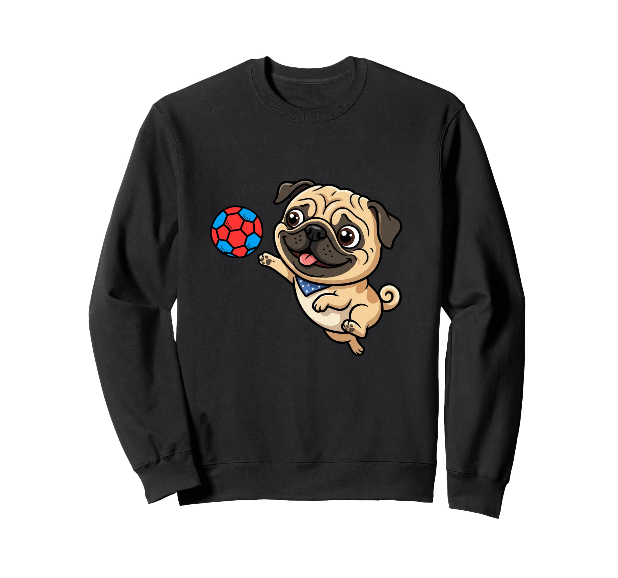 Playful Pug Puppy Soccer Dog Sweatshirt - Custom Art Print for Adults - T-Shirt, Sweatshirt, Hoodie