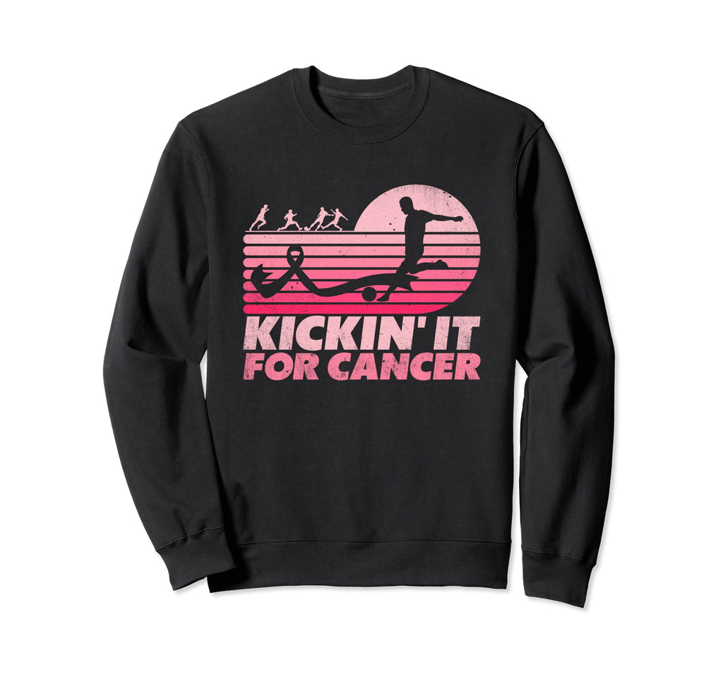 Kickin It Cancer Soccer Ribbon Sweatshirt - Casual Everyday Wear Men Women - T-Shirt, Sweatshirt, Hoodie