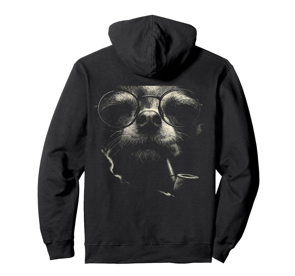 Fun Chihuahua Smoking Pipe Glasses Hoodie - Fun Novelty Design Unisex - T-Shirt, Sweatshirt, Hoodie