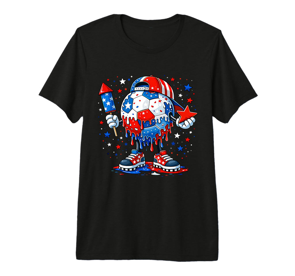 Soccer Ball Fireworks Usa Flag 250 T-Shirt - Unique Graphic for Adults - T-Shirt, Sweatshirt, Hoodie