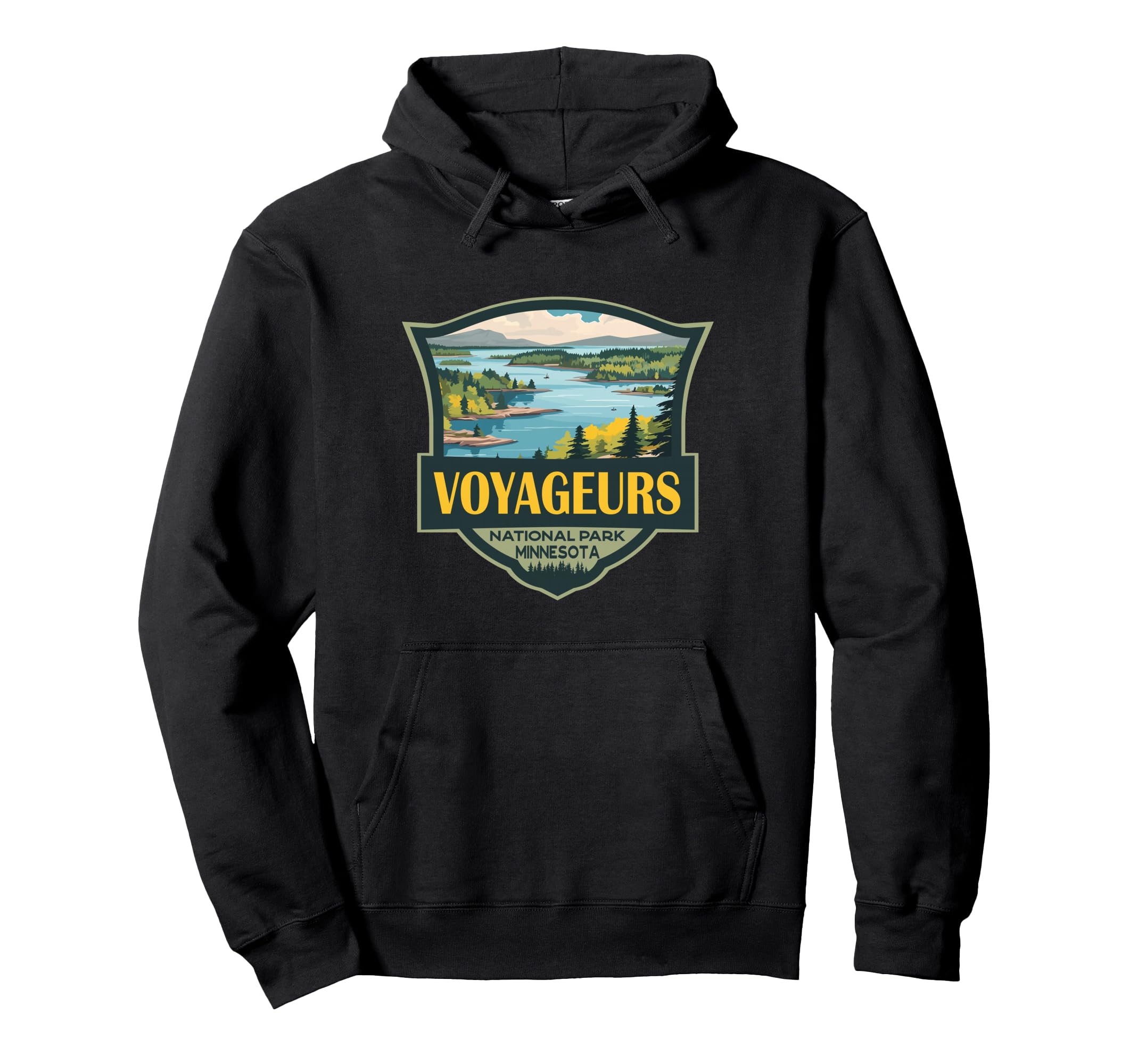 Voyageurs National Park Illustration Badge Hoodie - Custom Art Print Unisex - T-Shirt, Sweatshirt, Hoodie