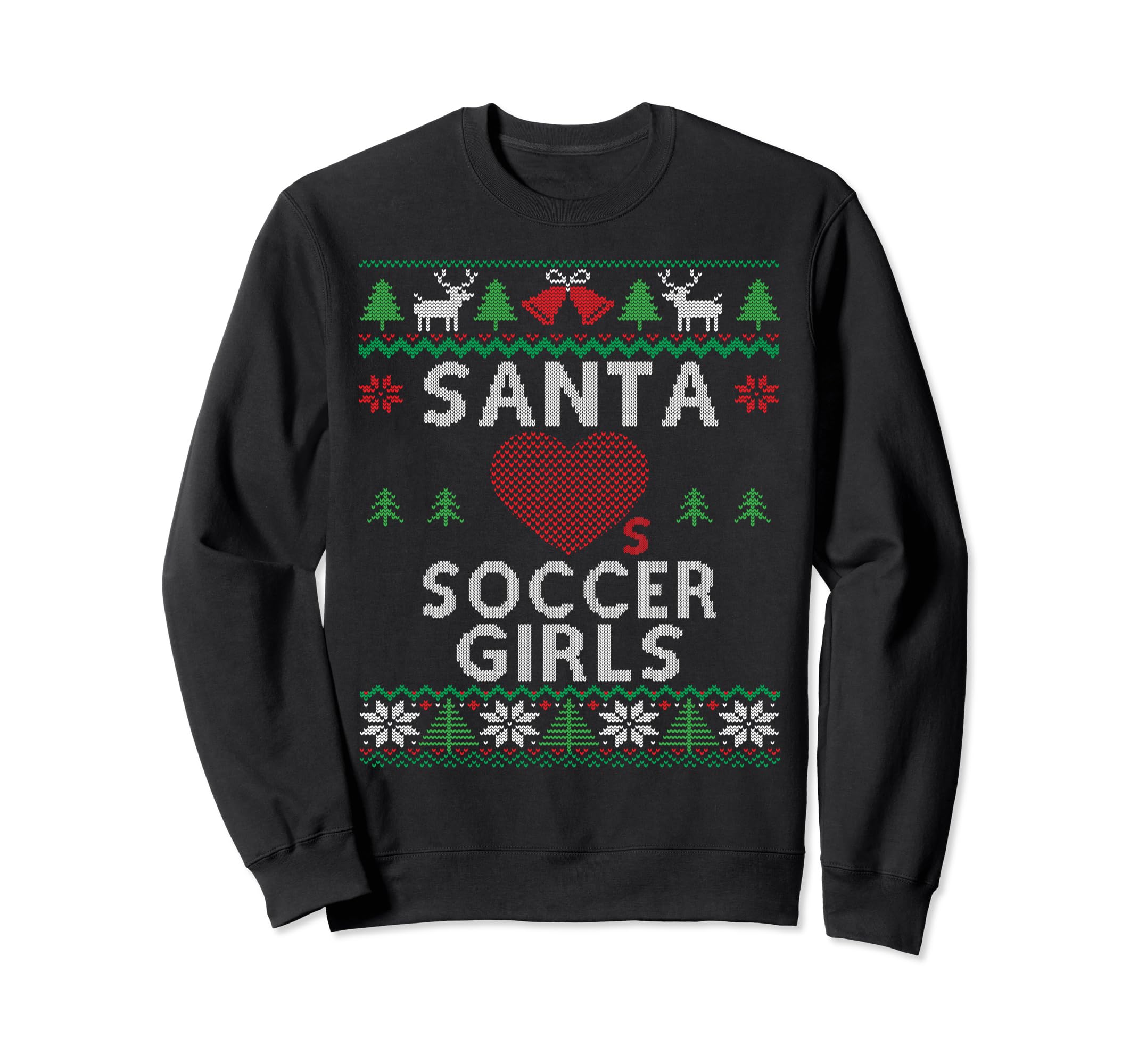 Santa Loves Soccer Funny Ugly Sweatshirt - Casual Everyday Wear for Adults - T-Shirt, Sweatshirt, Hoodie