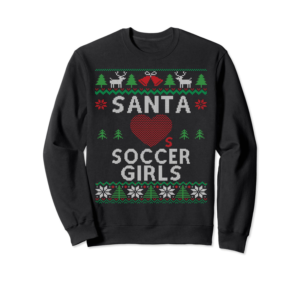 Santa Loves Soccer Funny Ugly Sweatshirt - Novelty Apparel Men Women - T-Shirt, Sweatshirt, Hoodie
