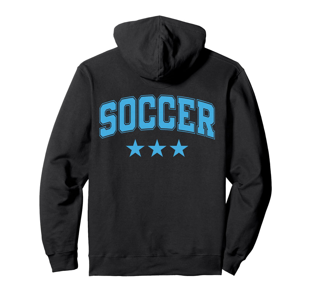 Soccer All Sky Blue Stars Text Hoodie - Aesthetic Graphic Unisex - T-Shirt, Sweatshirt, Hoodie