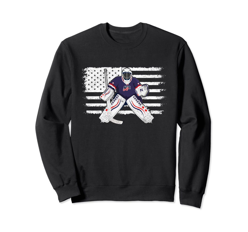 Usa Flag Ice Hockey Enthusiast Sweatshirt - Casual Everyday Wear Unisex - T-Shirt, Sweatshirt, Hoodie