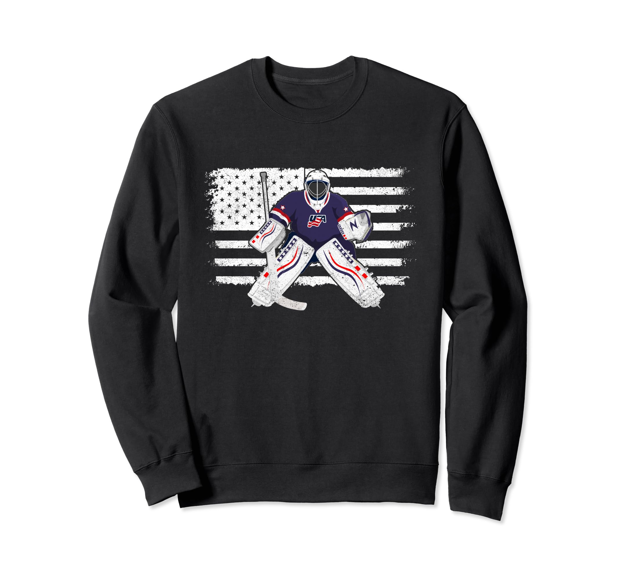 Usa Flag Ice Hockey Enthusiast Sweatshirt - Casual Everyday Wear Unisex - T-Shirt, Sweatshirt, Hoodie