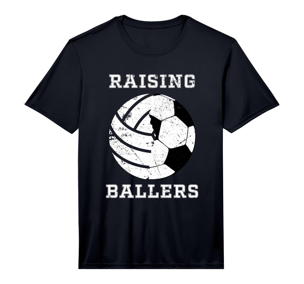 Mens Raising Ballers Soccer Volleyball Dad T-Shirt - Unique Graphic Unisex - T-Shirt, Sweatshirt, Hoodie