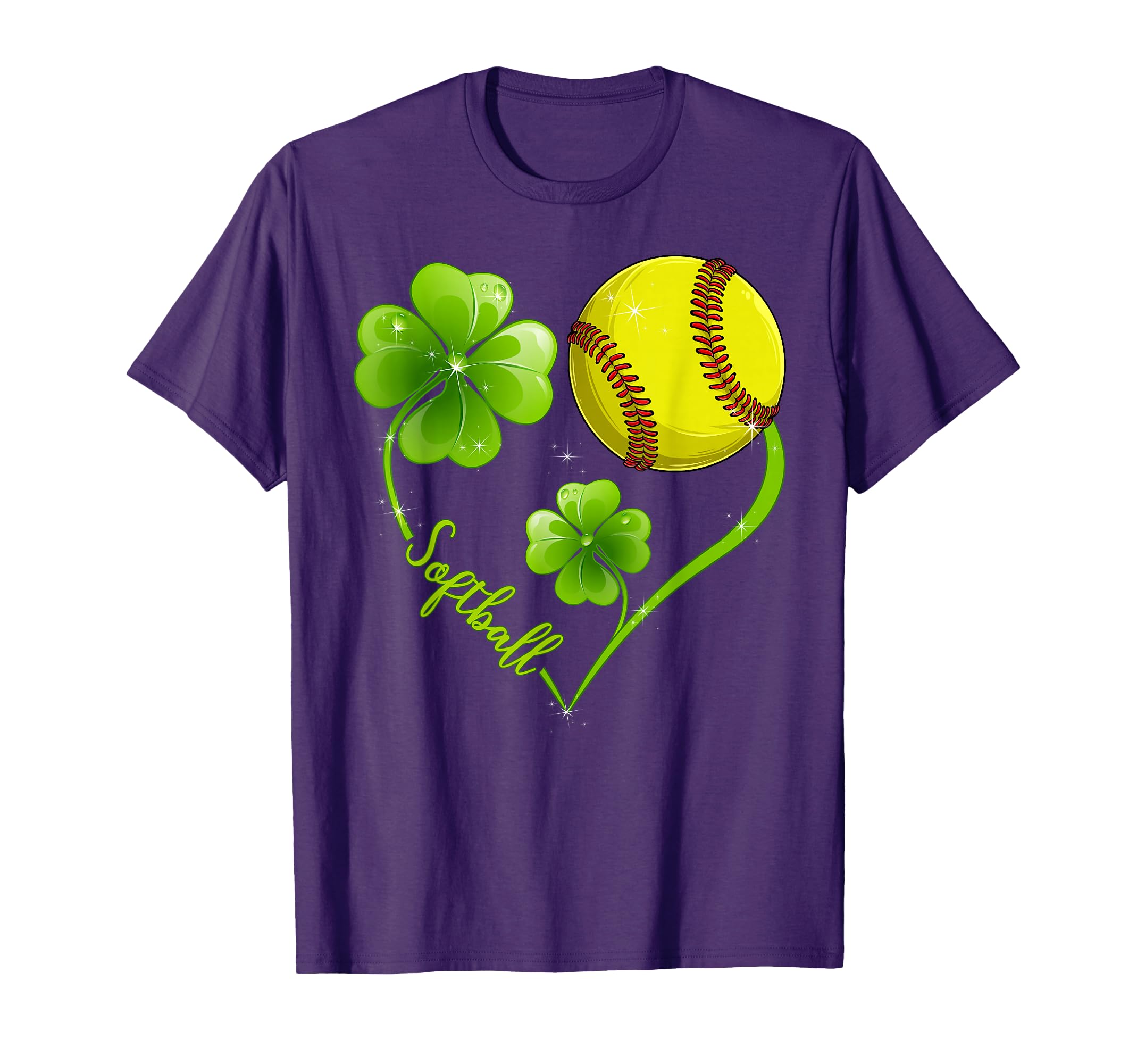 Funny Softball Lover Shamrock Clover T-Shirt - Minimalist Print Unisex - T-Shirt, Sweatshirt, Hoodie