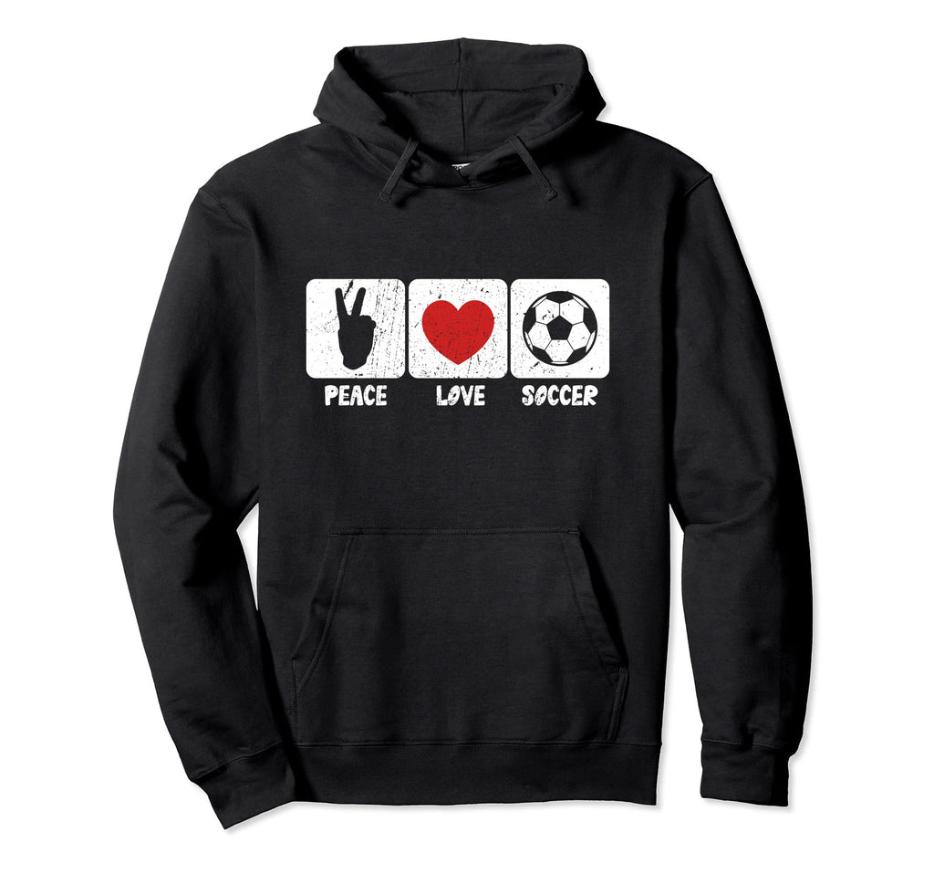 Peace Love Soccer Soccer Player Lover Hoodie - Trendy Graphic for Adults - T-Shirt, Sweatshirt, Hoodie