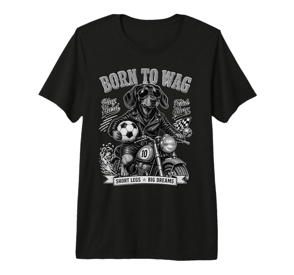 Dachshund Motorbike Love Footbal T-Shirt - Custom Art Print Men Women - T-Shirt, Sweatshirt, Hoodie