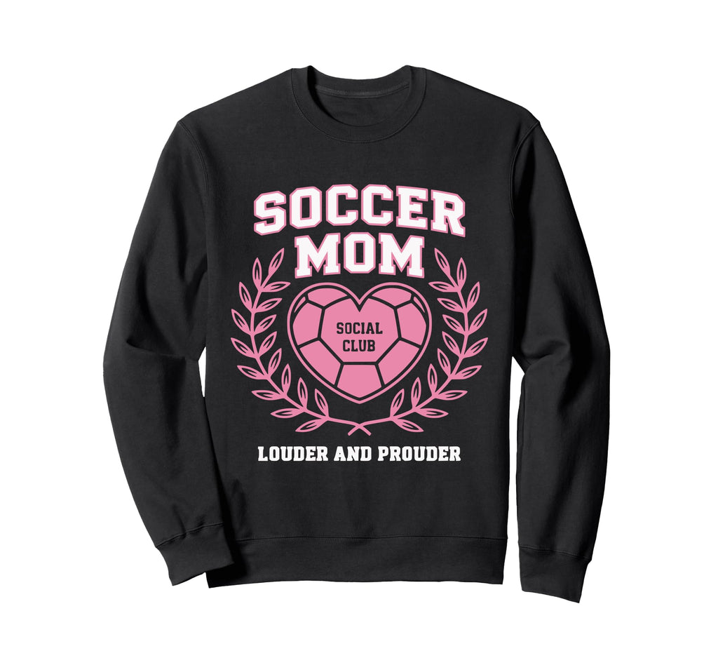 Soccer Mom Social Club Heart Sweatshirt - Novelty Apparel for Adults - T-Shirt, Sweatshirt, Hoodie