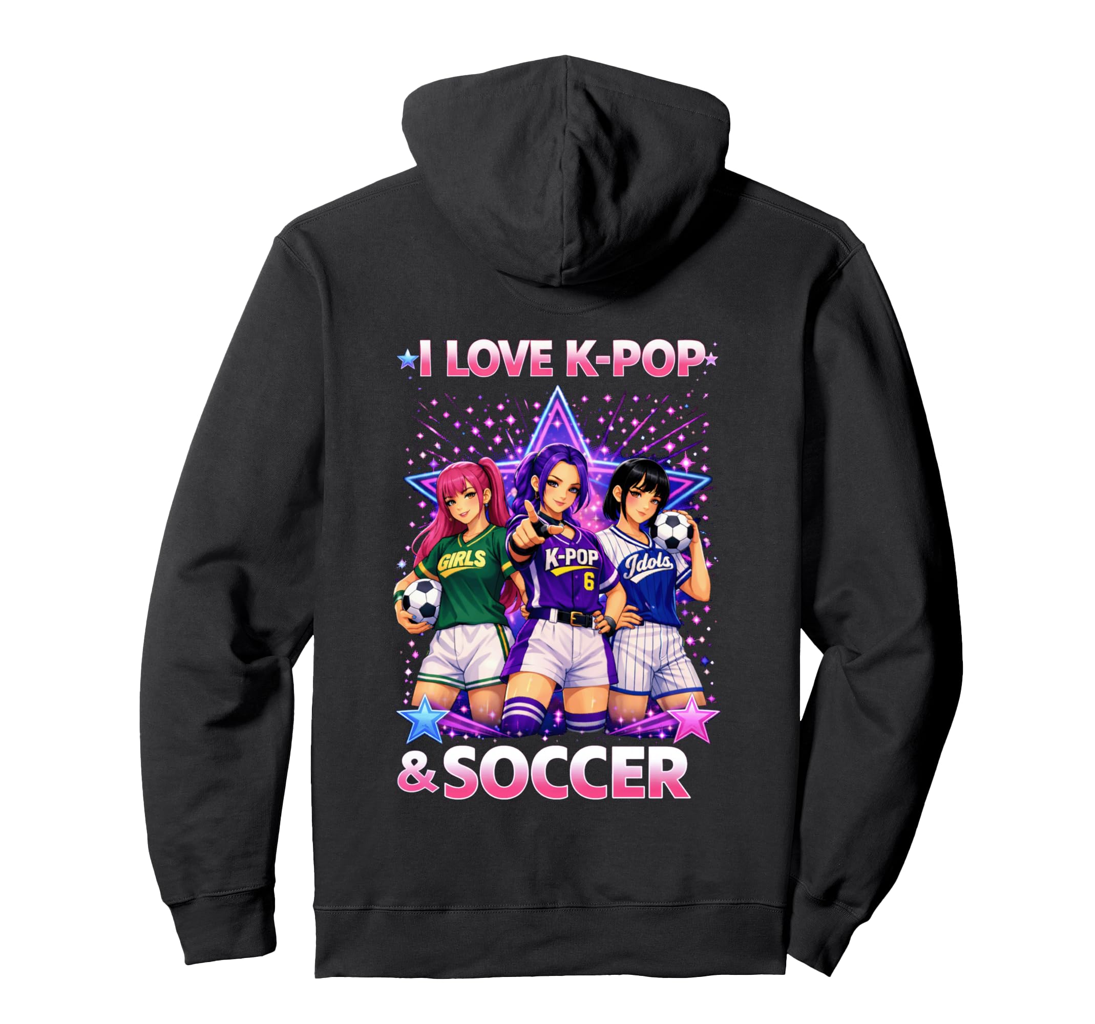 I Love K Pop And Soccer Hoodie - Aesthetic Graphic Unisex - T-Shirt, Sweatshirt, Hoodie