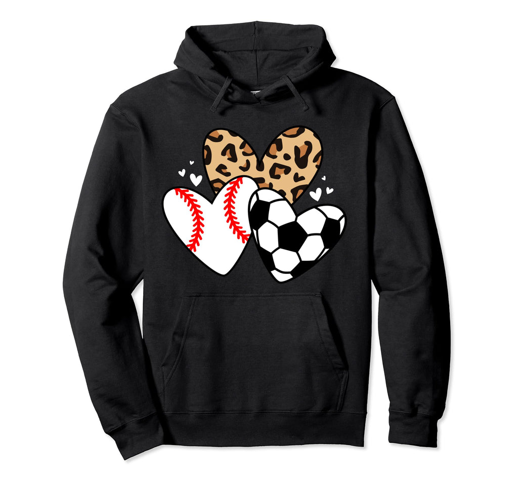 Soccer Baseball Heart Funny Soccer Hoodie - Minimalist Print Unisex - T-Shirt, Sweatshirt, Hoodie