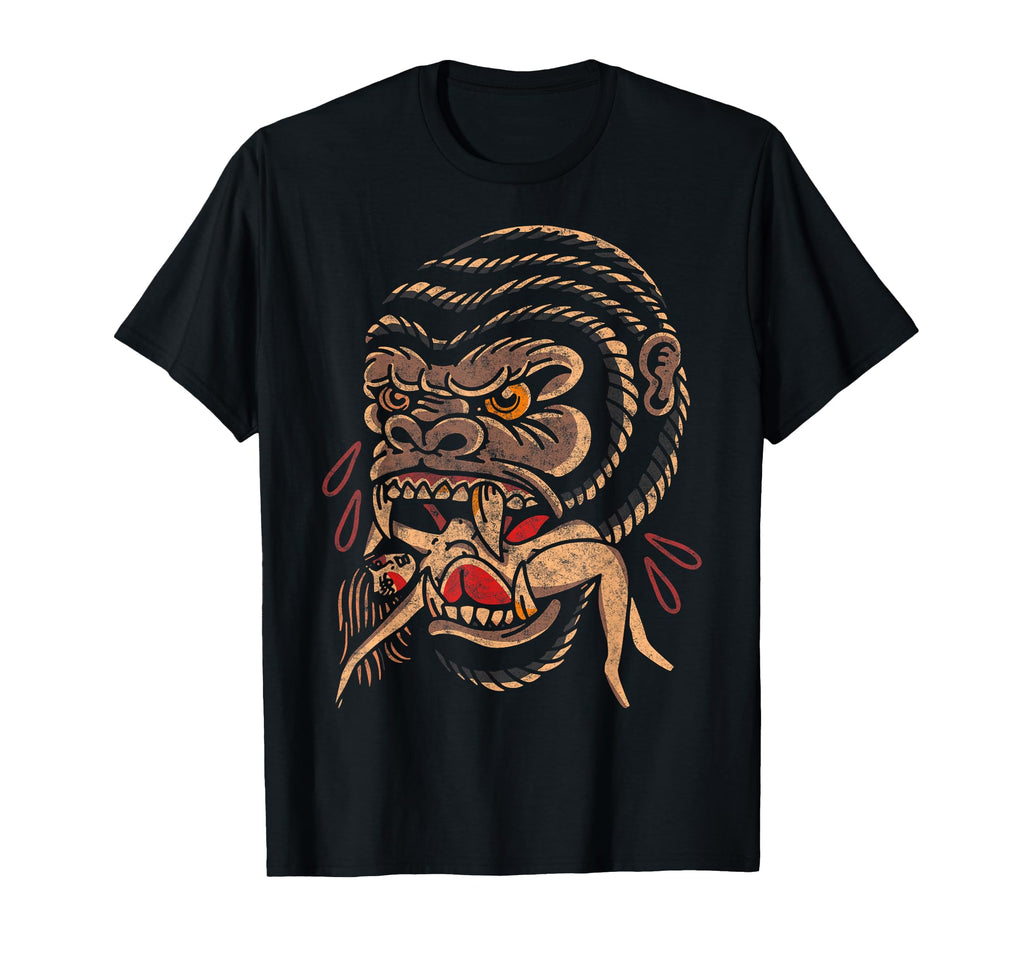 Gorilla American Traditional Old T-Shirt - Custom Art Print for Adults - T-Shirt, Sweatshirt, Hoodie