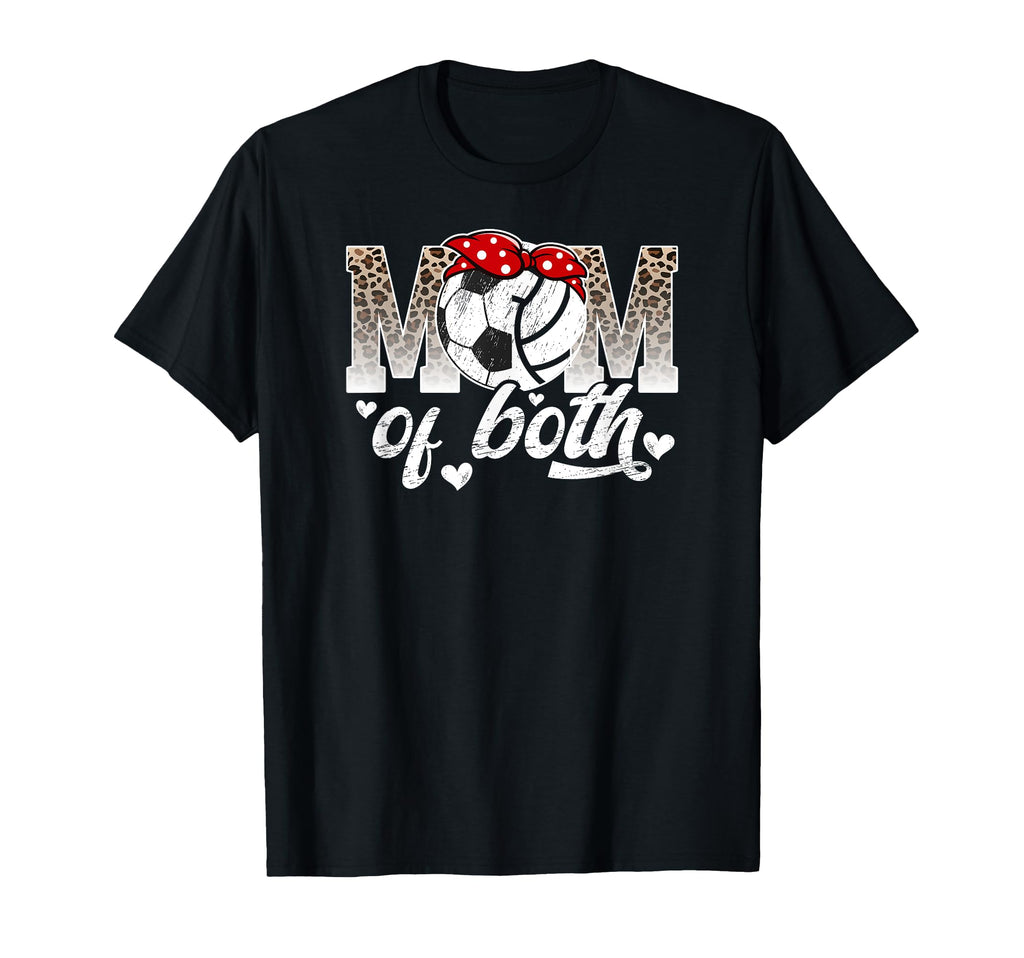 Mom Both Leopard Volleyball Soccer T-Shirt - Aesthetic Graphic for Adults - T-Shirt, Sweatshirt, Hoodie