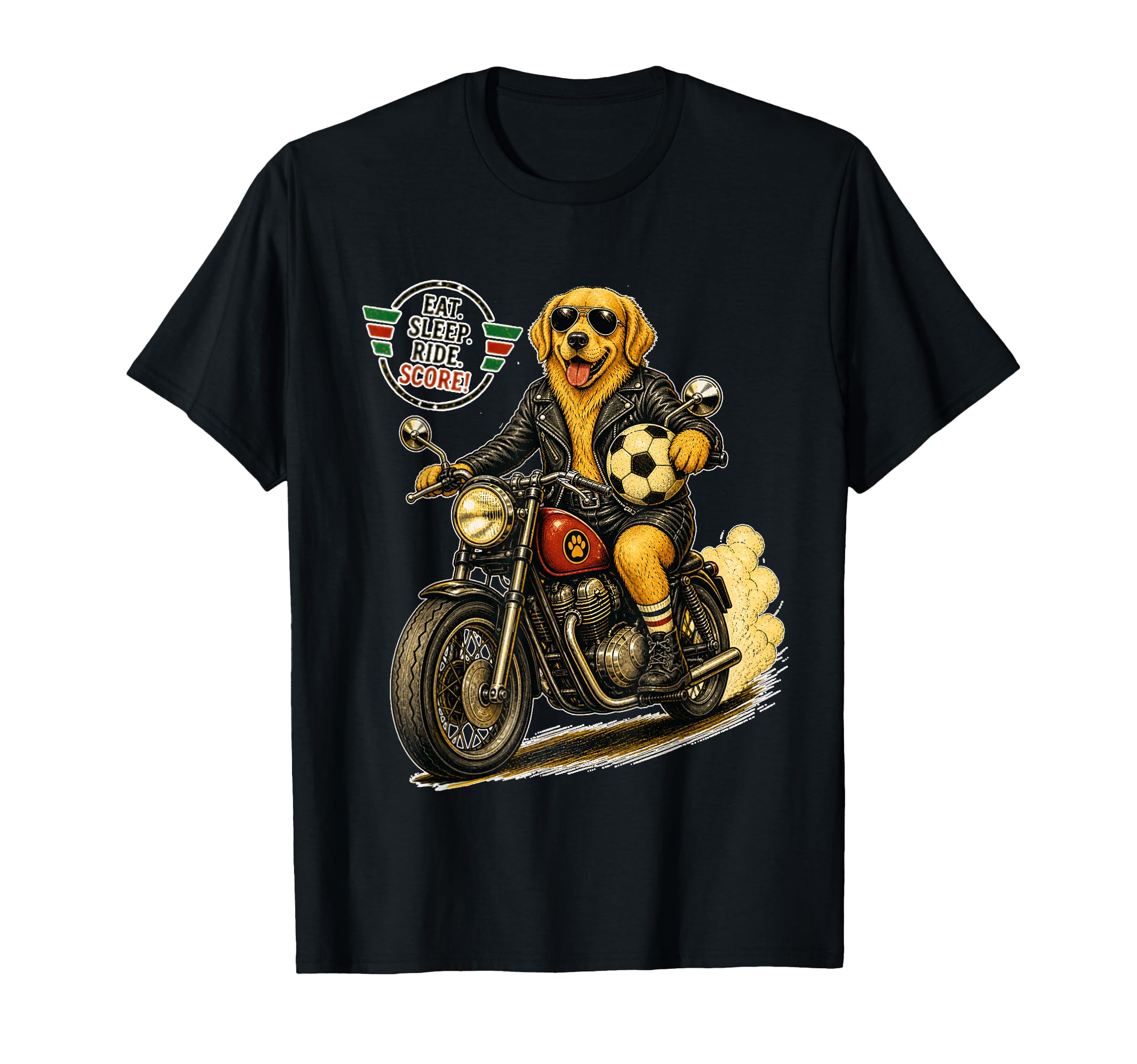Golden Retriever Ride Motorbike Love T-Shirt - Trendy Graphic Men Women - T-Shirt, Sweatshirt, Hoodie