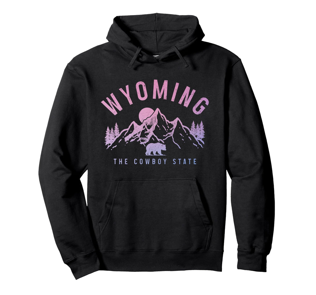 Wyoming Cowboy State Mountains Bear Hoodie - Streetwear Style for Adults - T-Shirt, Sweatshirt, Hoodie