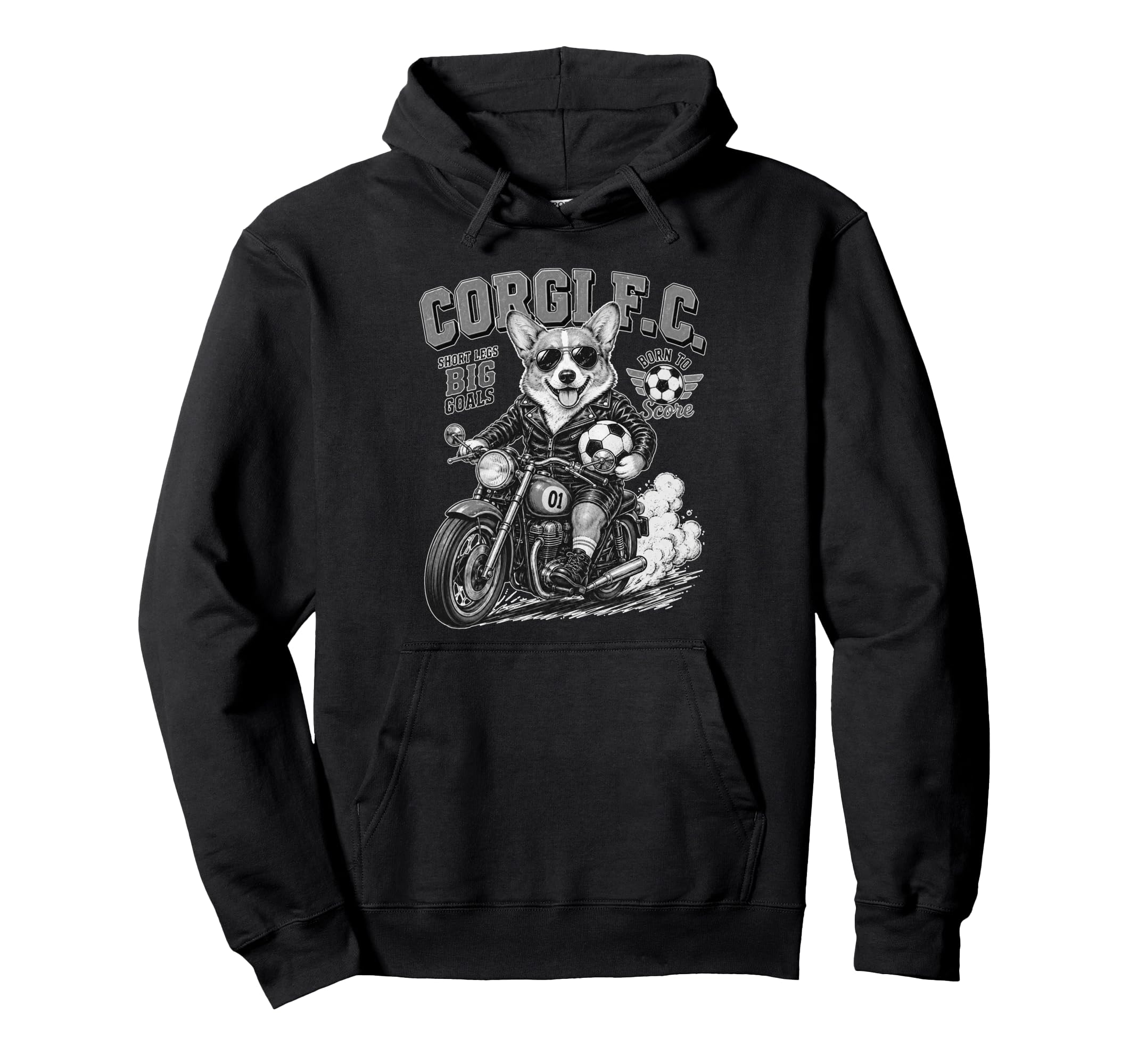 Pembroke Welsh Corgi Motorbike Love Hoodie - Fun Novelty Design Men Women - T-Shirt, Sweatshirt, Hoodie