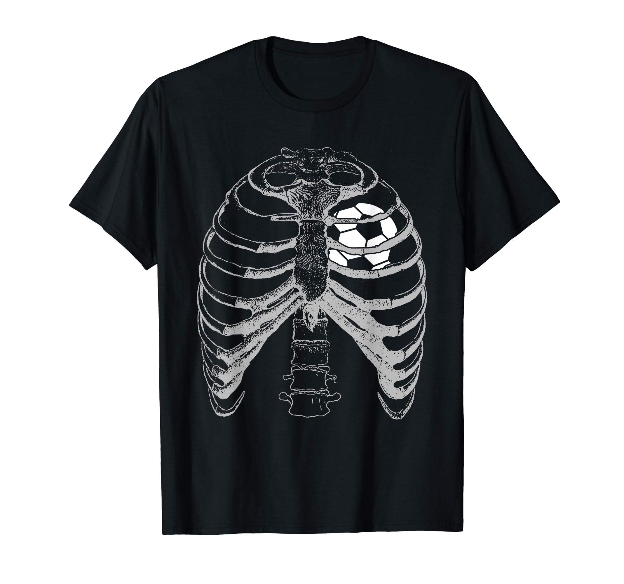 Soccer Heart Ribcage Halloween Soccer T-Shirt - Custom Art Print Men Women - T-Shirt, Sweatshirt, Hoodie