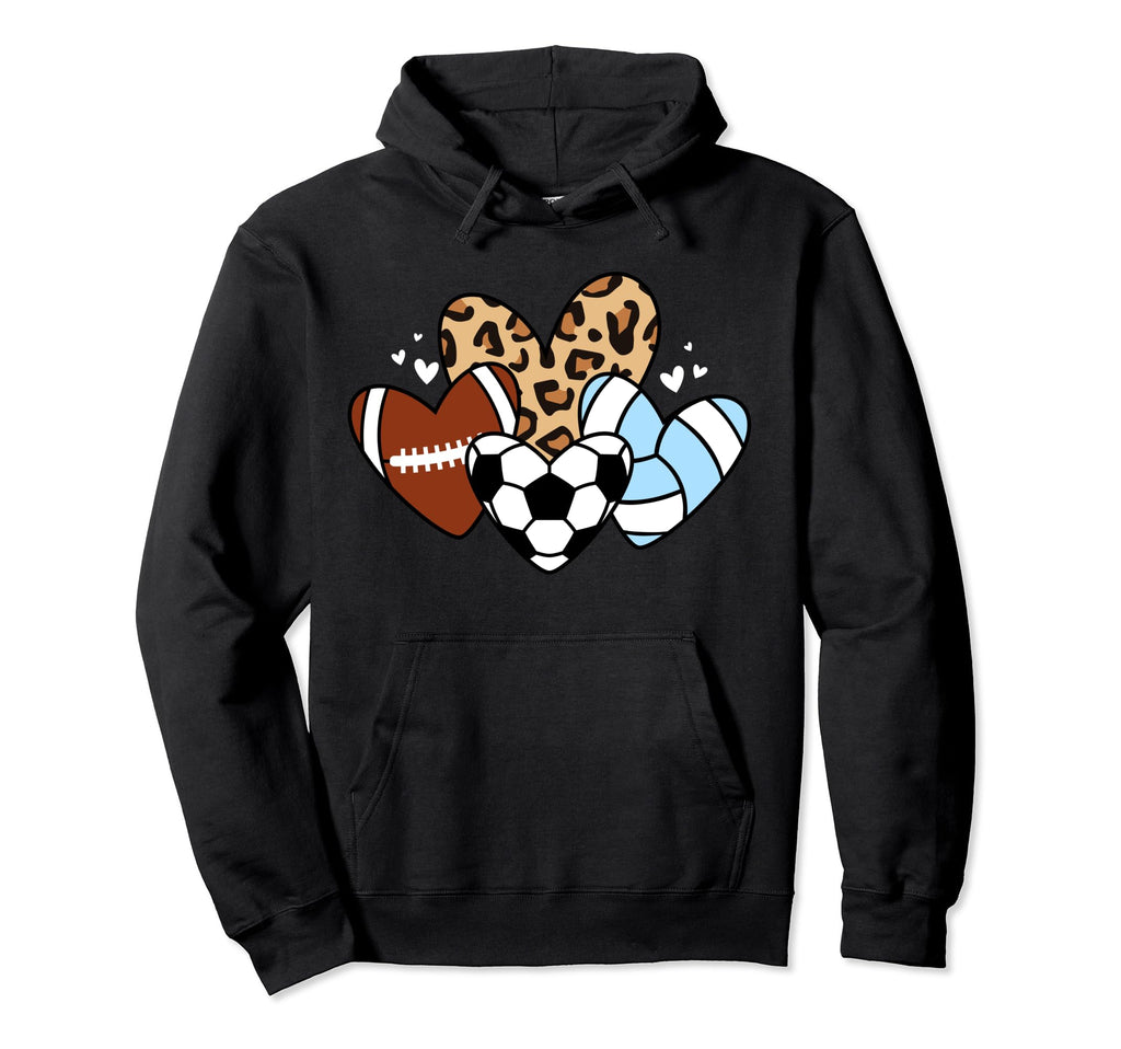 Soccer Football Volleyball Heart Funny Hoodie - Custom Art Print Men Women - T-Shirt, Sweatshirt, Hoodie