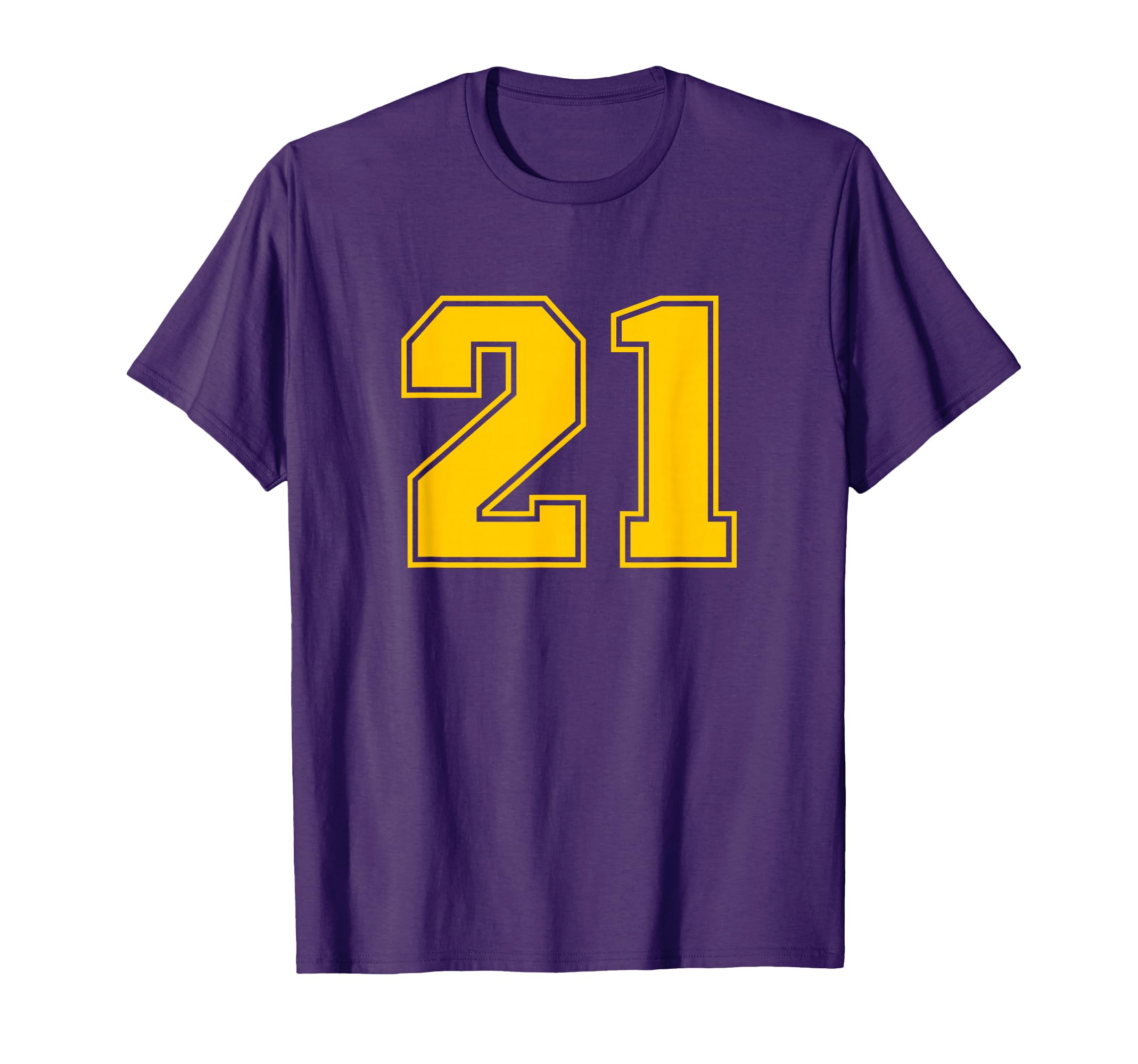 Number 21 Yellow Sport Uni Number T-Shirt - Custom Art Print for Adults - T-Shirt, Sweatshirt, Hoodie
